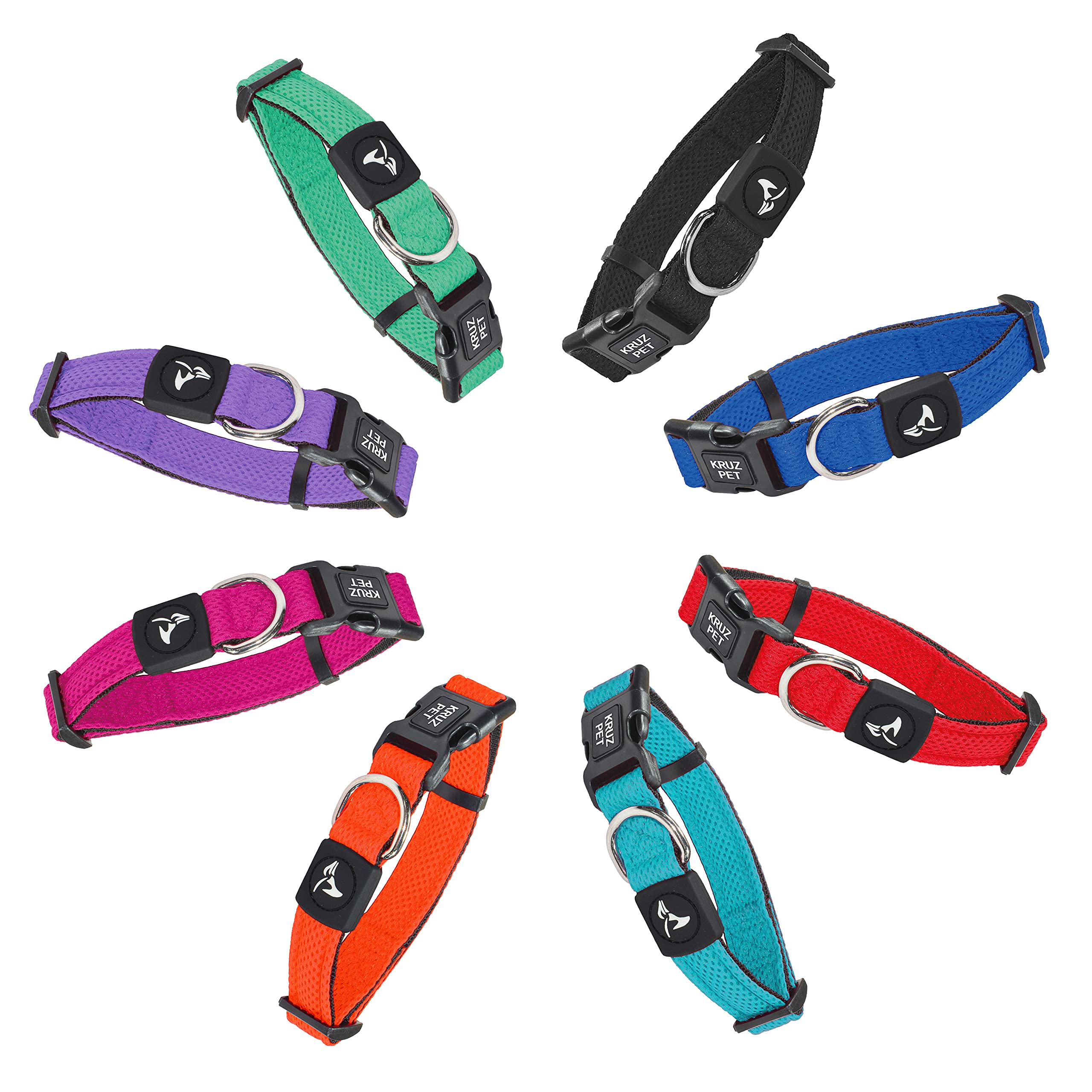 Heavy Duty Kruz Pink Dog Collar For Small, Medium, Large Dogs Adjustable Neck Collar, Safety Lock Buckle, Soft, Lightweight, Breathable, Comfort Fit - [Medium]
