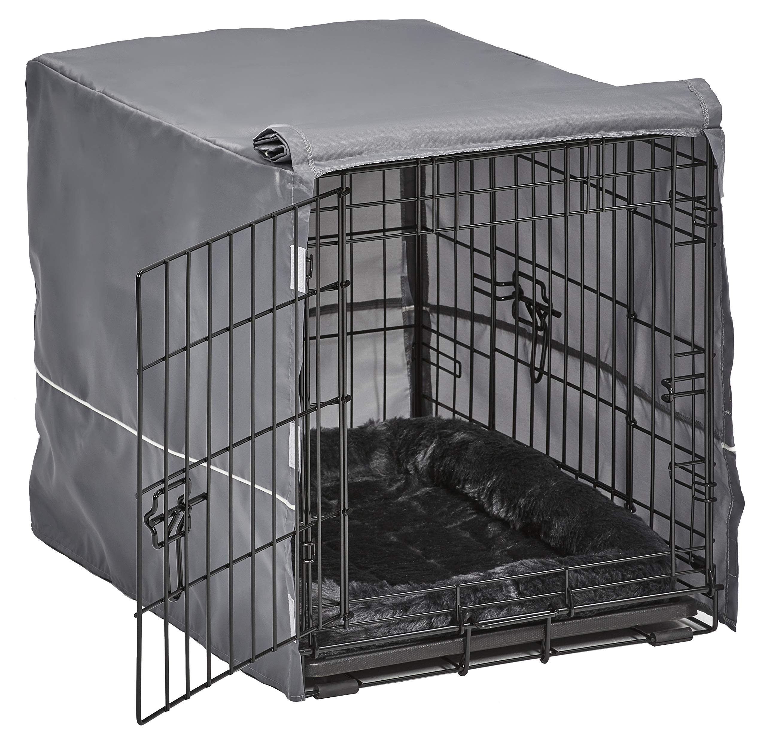 New World Double Door Dog Crate Kit Includes One Two-Door Crate, Matching Gray Bed & Gray Crate Cover, 24-Inch Kit Ideal For Sma