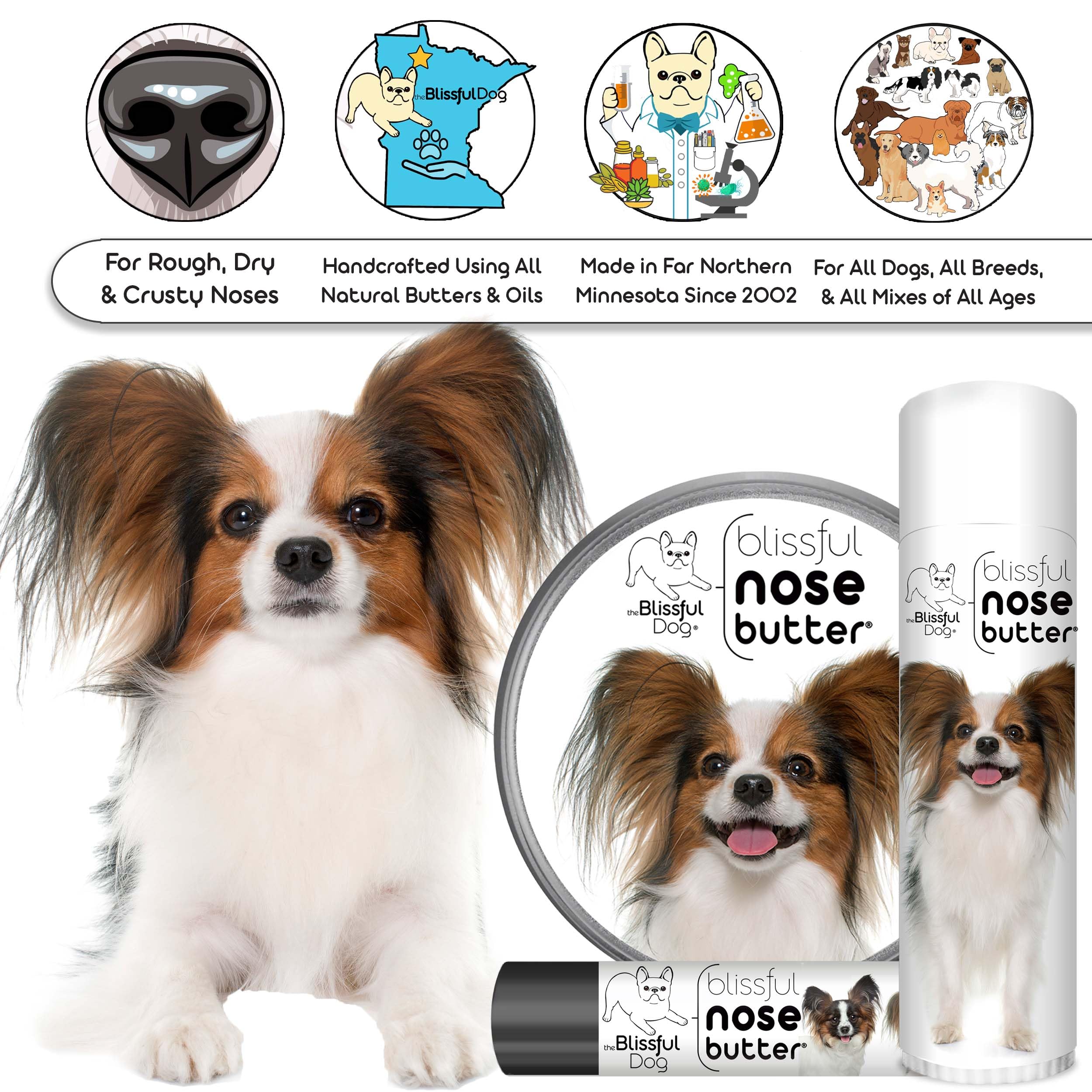 The Blissful Dog Papillon Unscented Nose Butter - Dog Nose Butter, 2 Ounce