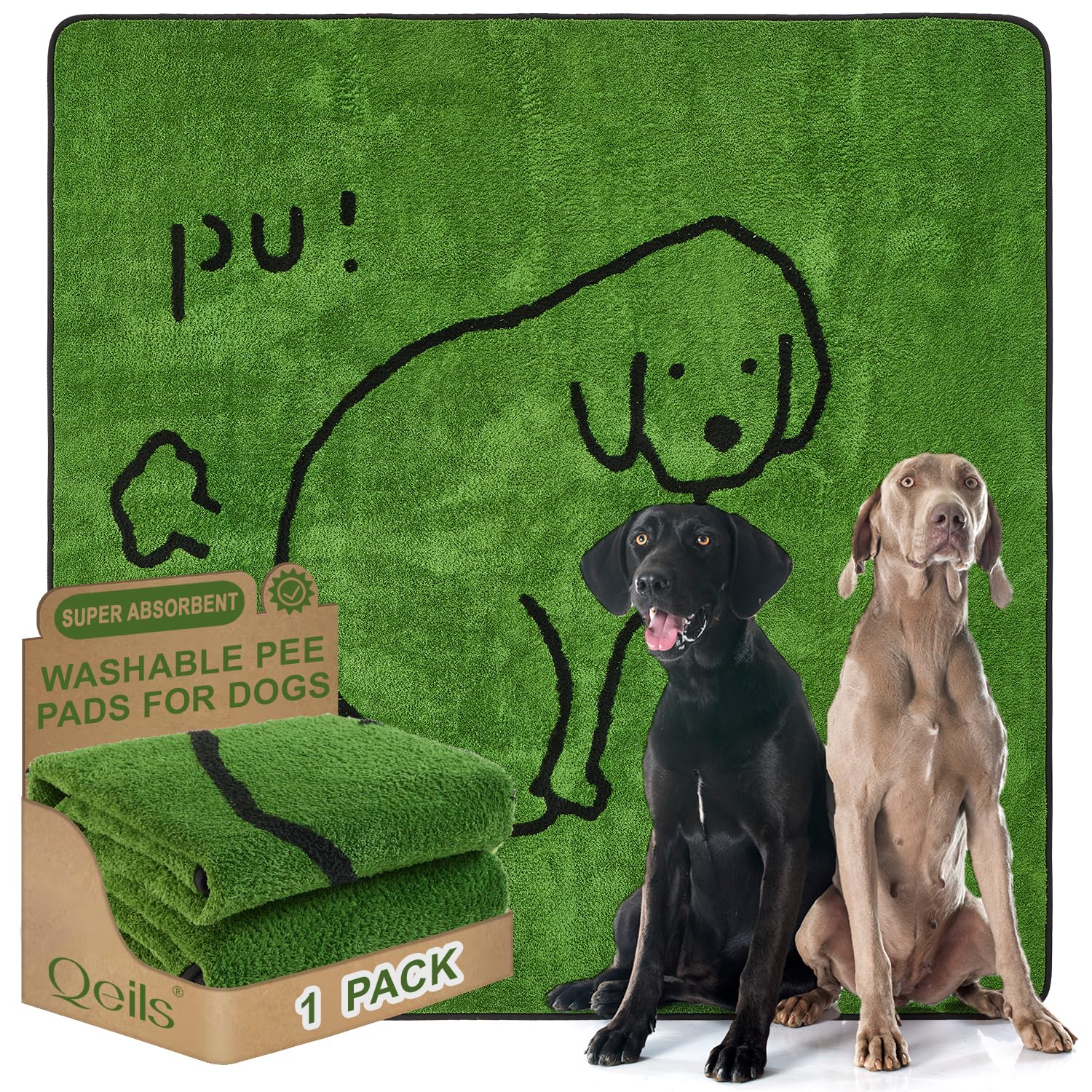 Qeils Reusable Puppy Pads, Washable Pee Pads For Dogs Durable Absorbent Leakproof Dog Training Pads For Home Or Travel, Non-Slip