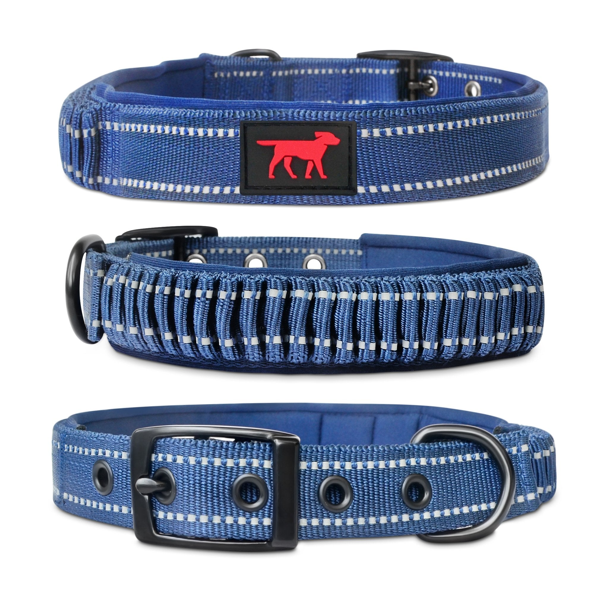 Heavy Duty Dog Collar With Handle | Ballistic Nylon Heavy Duty Collar | Padded Reflective Dog Collar With Adjustable Stainless Steel Hardware | Convenient Sizing For All Breeds