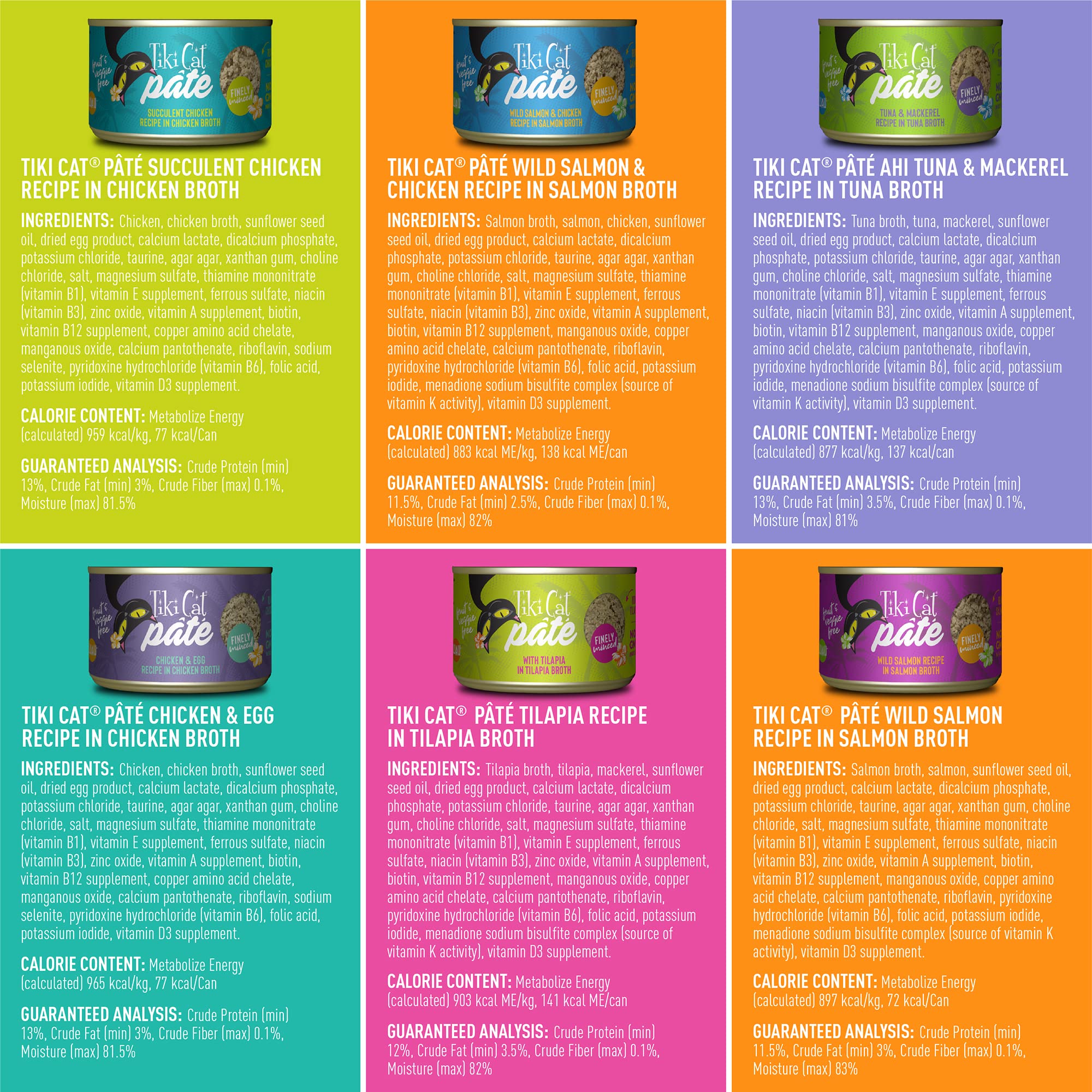 Tiki Cat Luau Pate Variety Pack, Succulent Combinations of Real Protein, Grain-Free Balanced Nutrition Wet Canned Cat Food, For