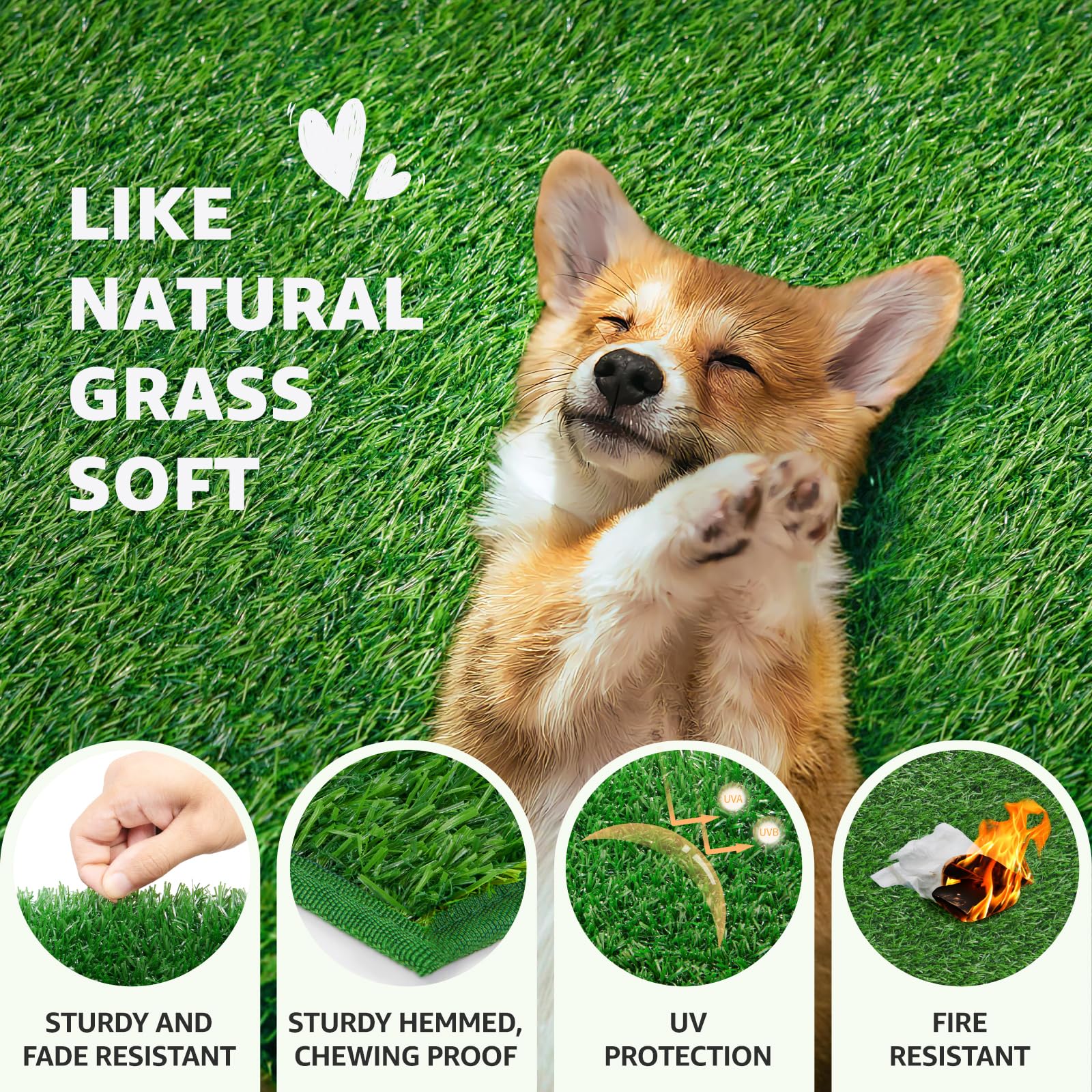 Dog Grass Pad With Tray - 35''X23'' Dog Litter Box With 2 Pack Hemmed Edge Artificial Grass Patch + 2 Washable Reusable Pee Pads