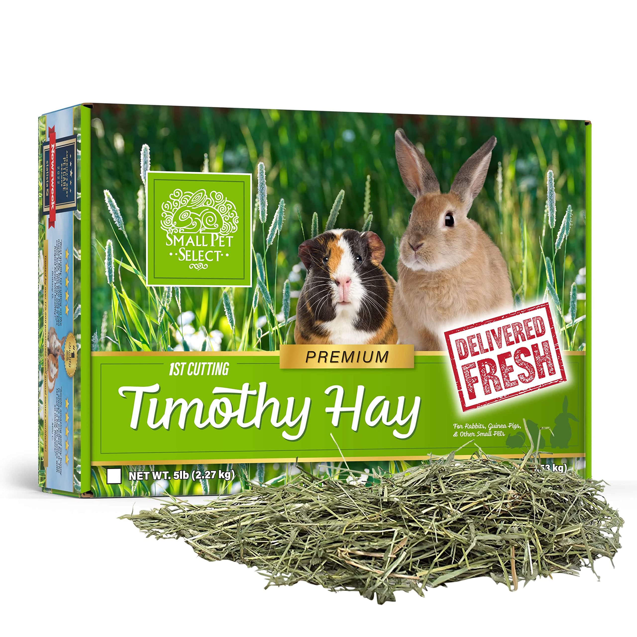 Small Pet Select Timothy Hay Pet Food, High Fiber, 2 lb, No Artificial Color, Model Tim1st2