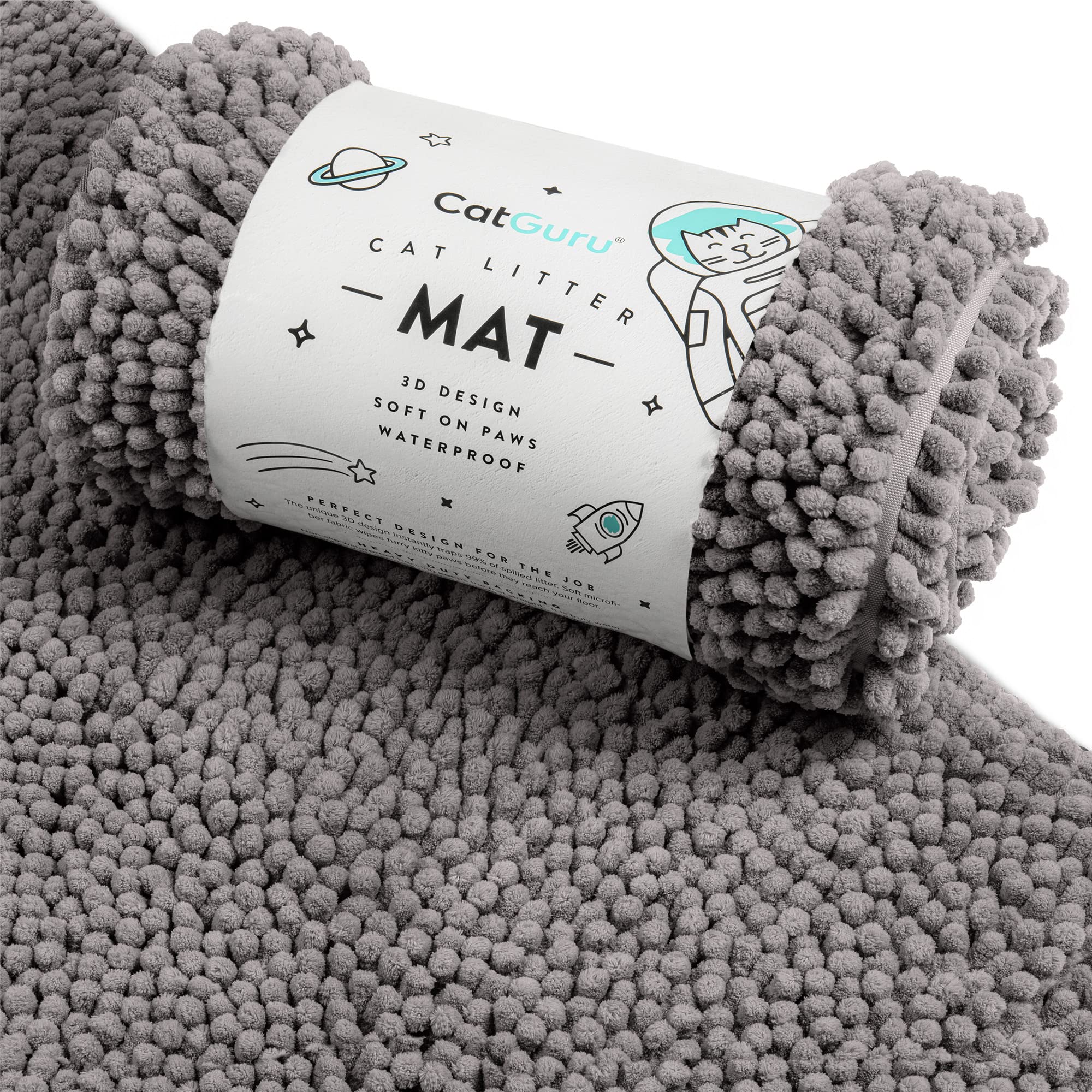 Catguru Cat Litter Mat, Medium, Extra Large, Xxl, Waterproof Litter Box Mat, Non Slip Kitty Litter Mat, Machine Washable Litter Trapping Mat, Soft Litter Tray, Cat Stuff (Xxl, Dark/Heavy-Duty)