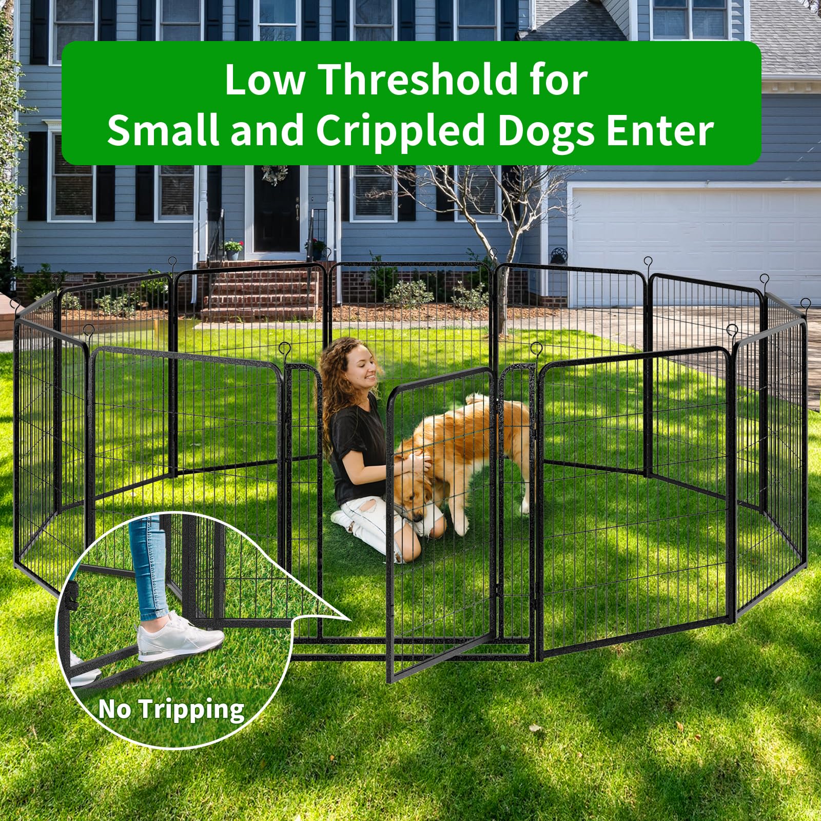 Kfvigoho Dog Playpen Outdoor Extra Wide 24 Panels Heavy Duty Dog Fence 40' Height Anti-Rust With Doors Portable For Rv Camping