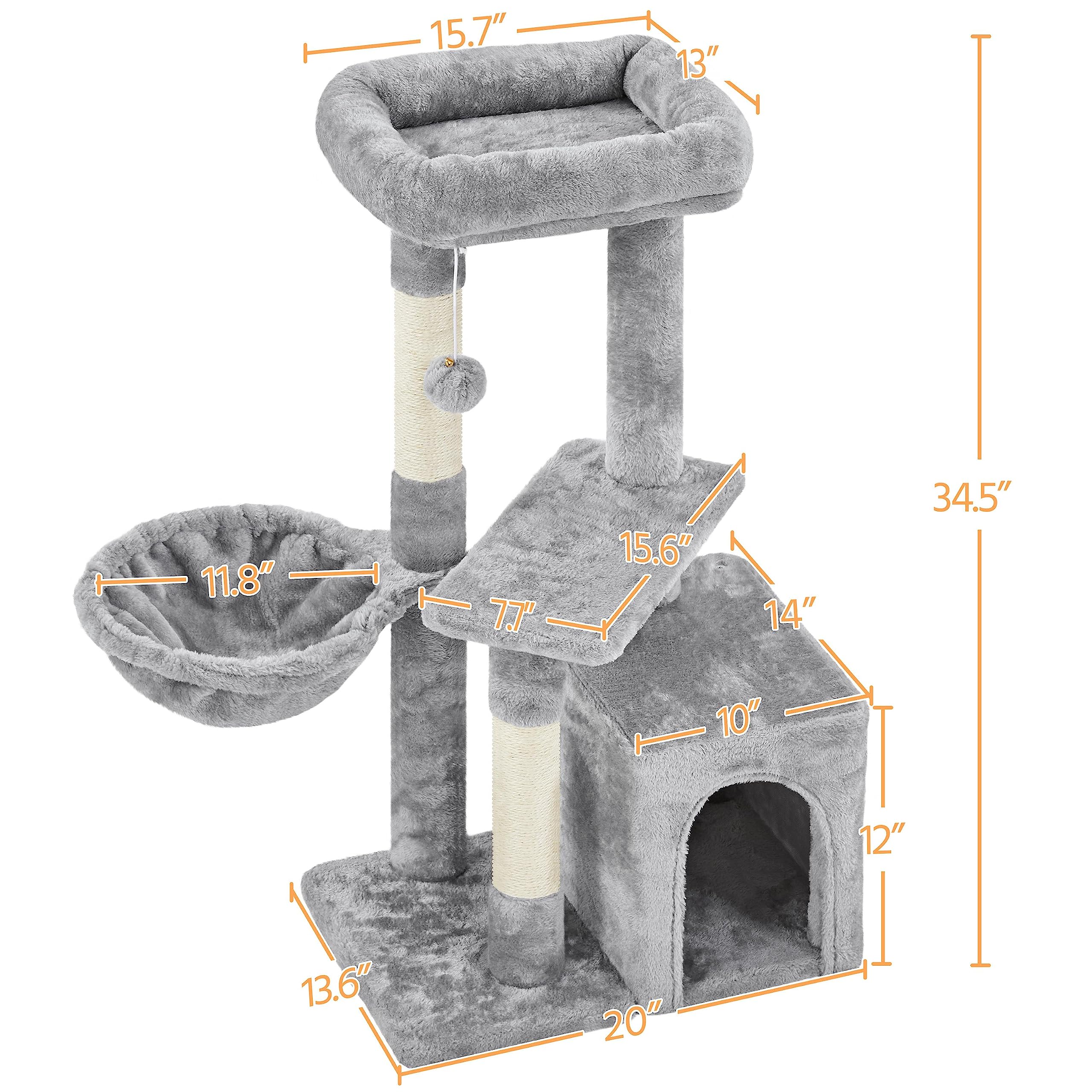 Topeakmart Cat Tree 33In Cat Tower Plush Cover With Condo, Platform & Basket For Indoor Kittens, Cat Furniture Activity Tree