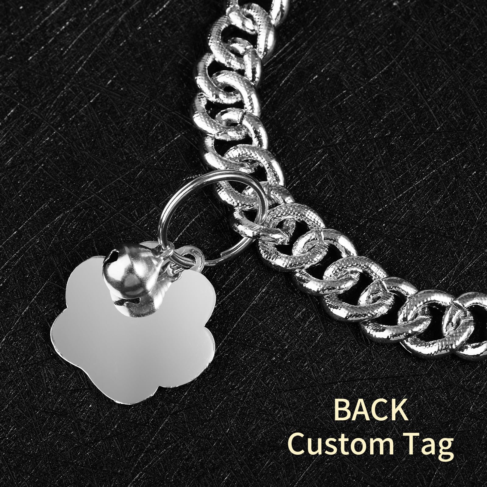 Hillban Cat Collar Diamond Chain Glitter Collar Walking Metal With Secure Buckle Cat Pet Necklace With Paw Charm Link Cuban Jewelry Accessories With Id Tag Bell(10 Inch,Silver)