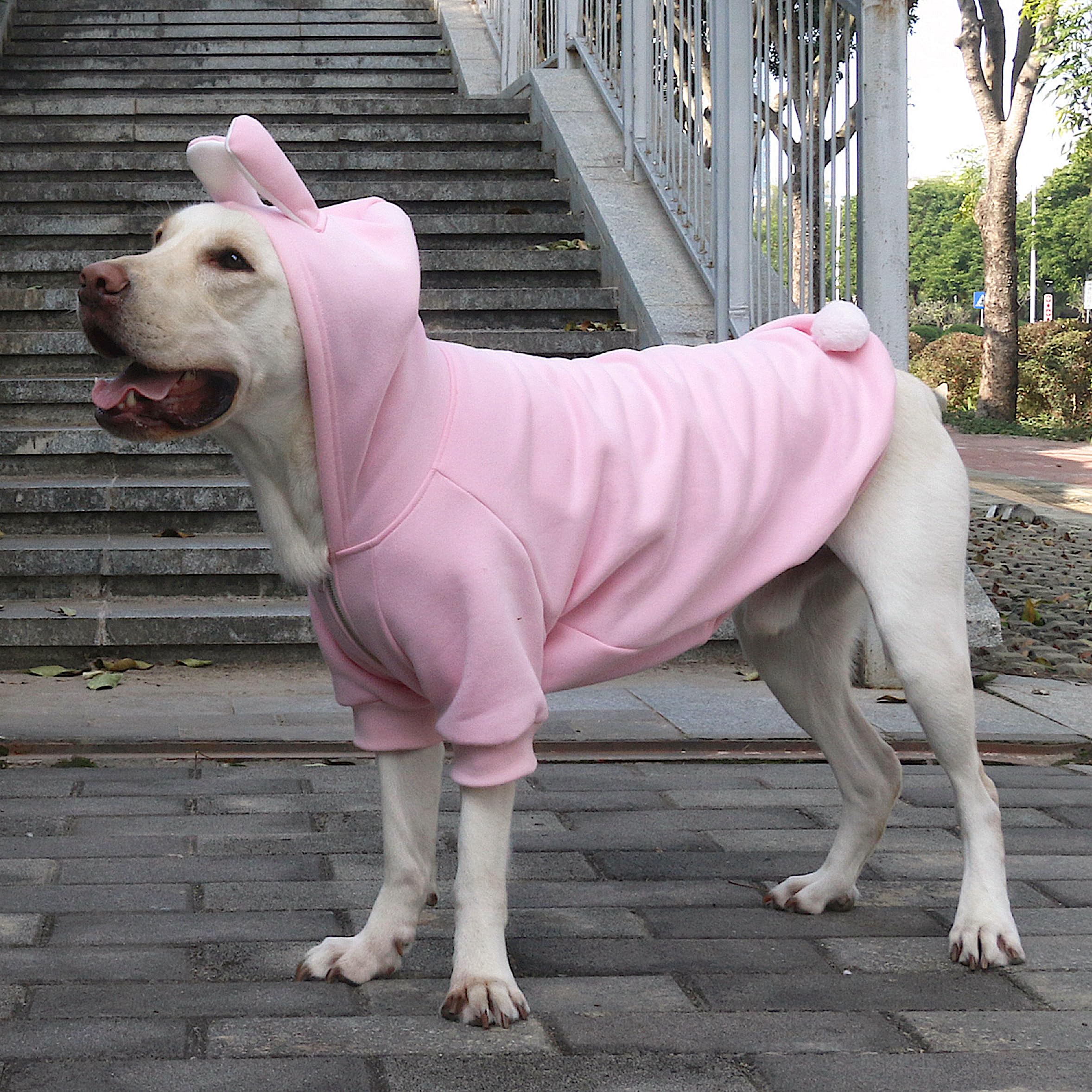 Arunners Extra Large Dog Bunny Costumes Rabbit Hoodies Clothes For Easter Day Halloween Labrador Rottweiler Great Dane, Pink, 7X