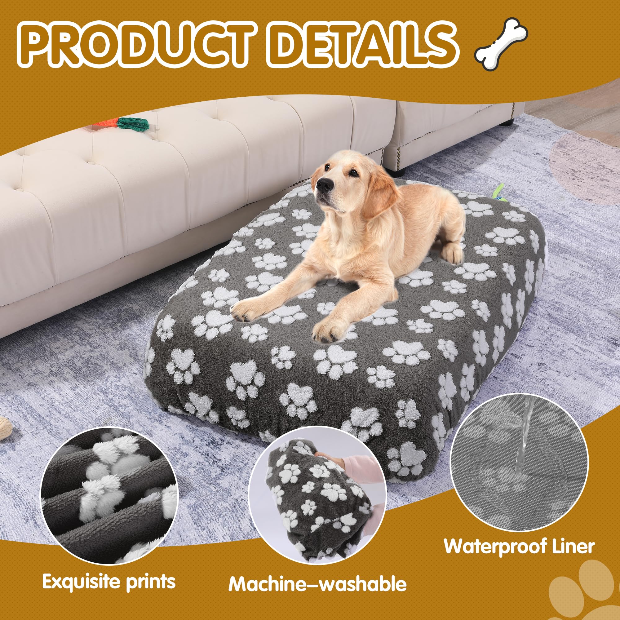 Balapet Washable Dog Bed Cover 100% Waterproof, Soft Plush Velvet Dog Bed Covers Replacement Only, Fitted Reusable Cover For Pet