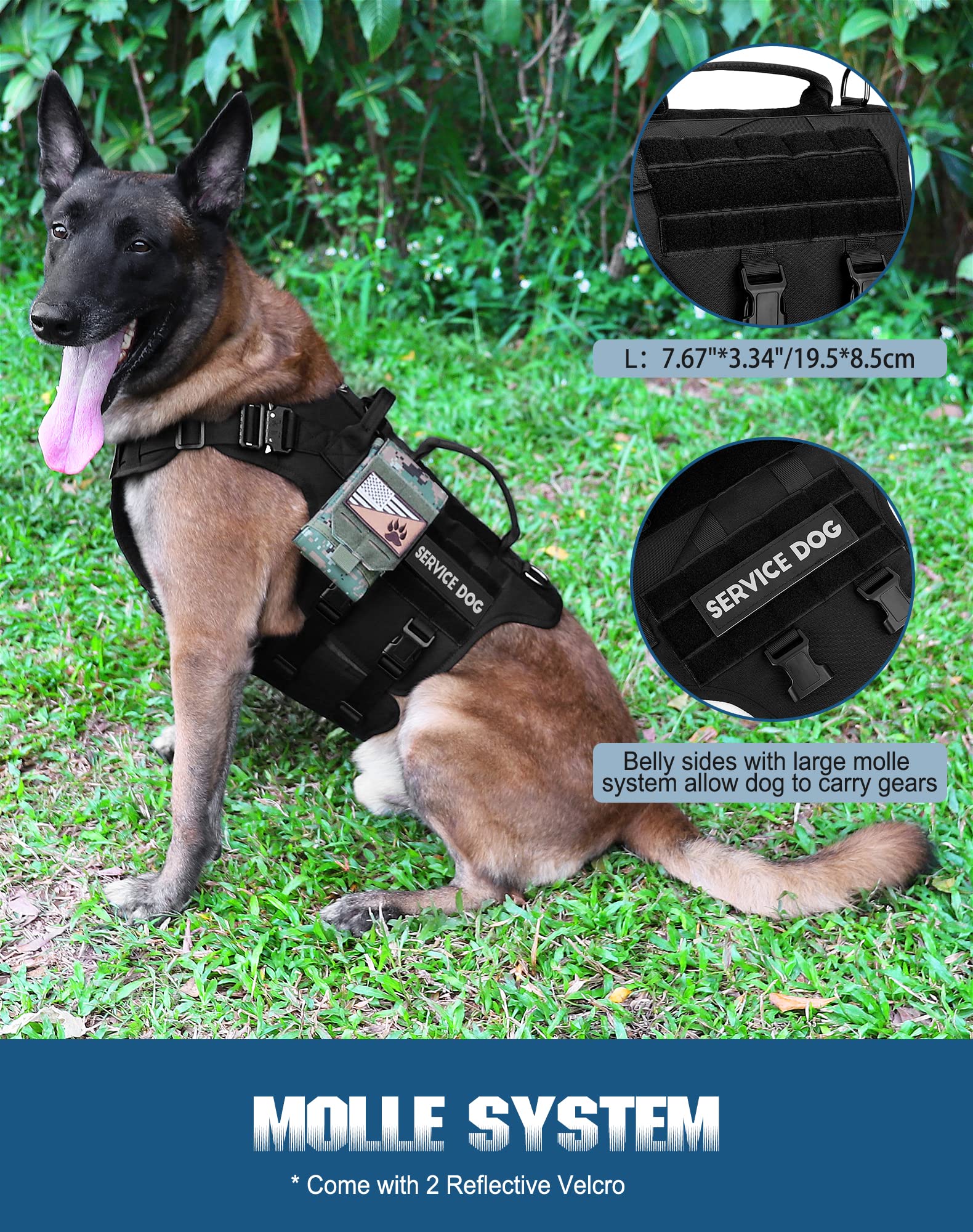 Tactical Dog Harness - Petnanny Harness Service Dog Vest For Large Breed Dog, Hook And Loop Panel For Service Patchs, Work Molle