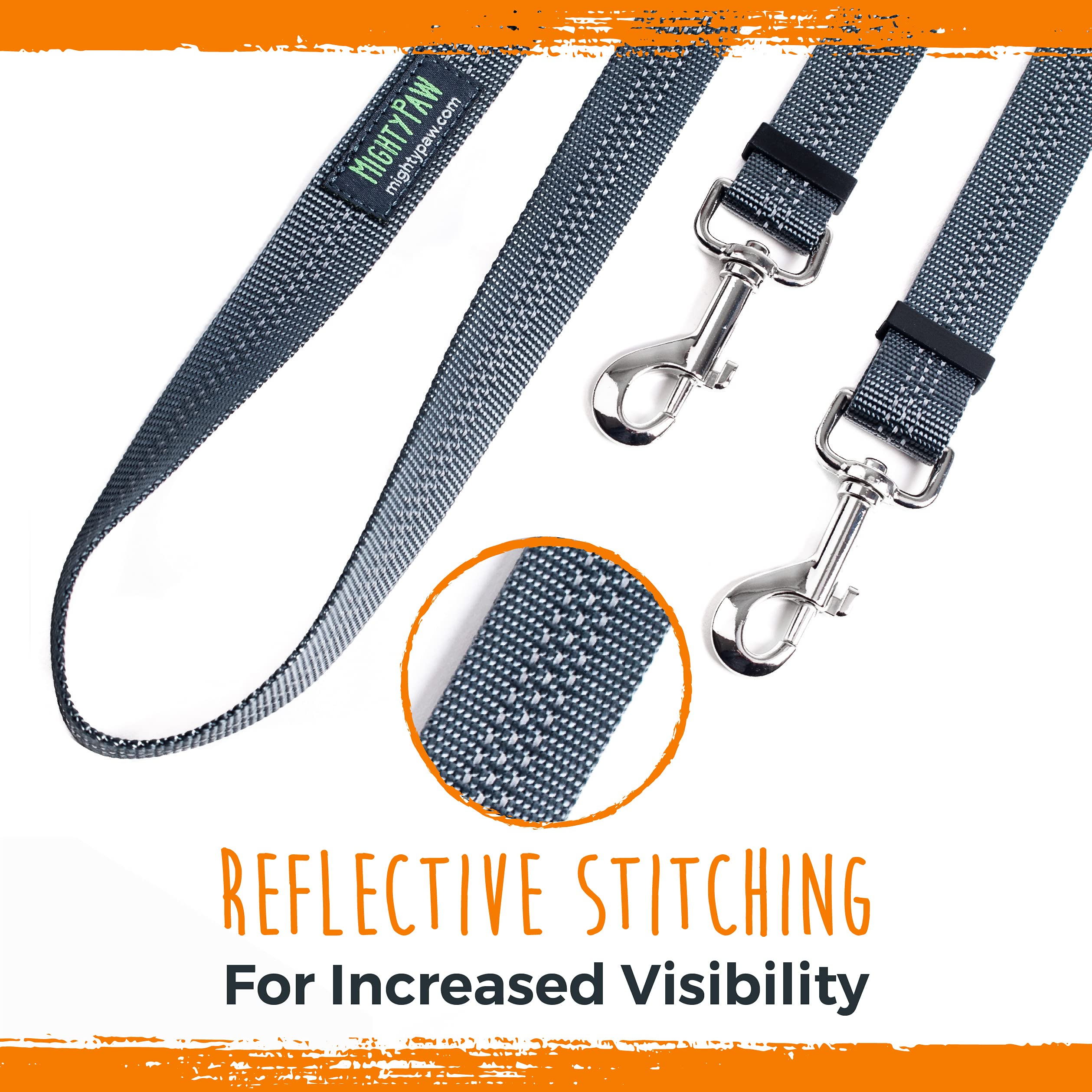Mighty Paw Dual Dog Leash - Suitable For Two Dogs - Leash For 2 Dogs No Tangle - Leash Splitter - Large And Small Dog Compatible - Dual Leash Attachment - Double Clip Dog Leash Coupler - Dog Splitter