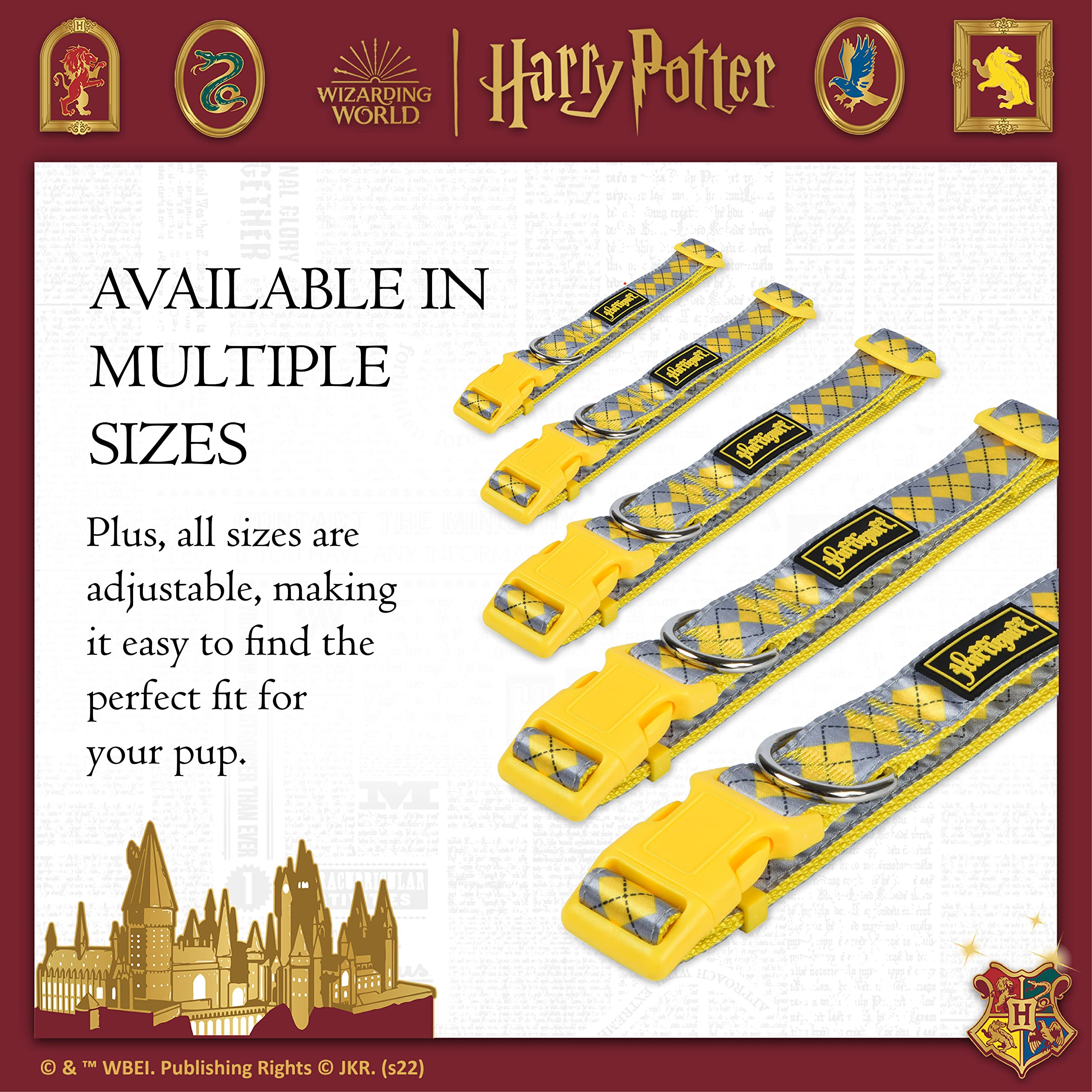 Harry Potter Hufflepuff Dog Collar In Size Medium | Medium Dog Collar, Harry Potter Dog Collar | Harry Potter Dog Apparel & Accessories For Hogwarts Houses, Hufflepuff