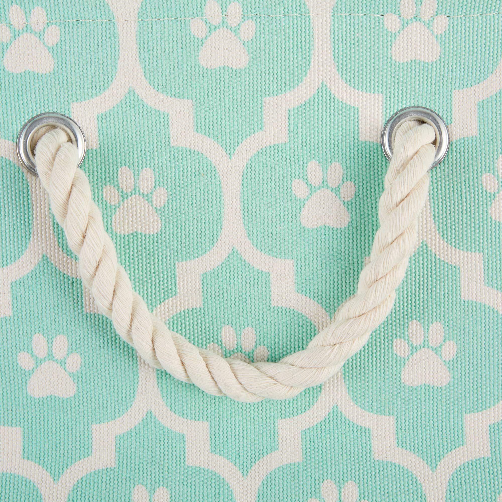 DII Polyester Pet Bin Lattice Paw Aqua Round Medium