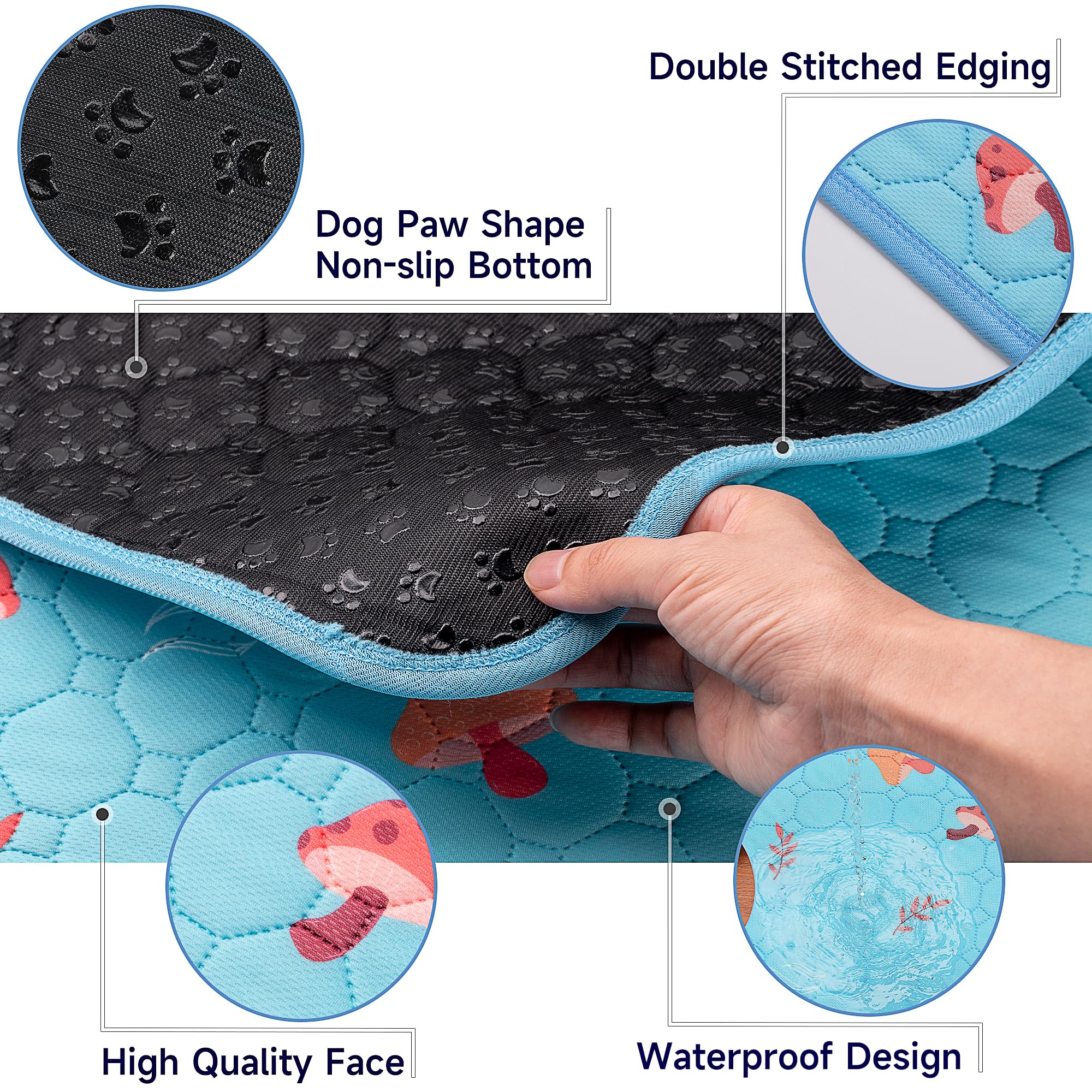 Sunheir Washable Pee Pads For Dogs, 4-Pack Reusable Puppy Pads, Waterproof Non-Slip Wee Wee Pad, Absorbent And Leakproof Trainin