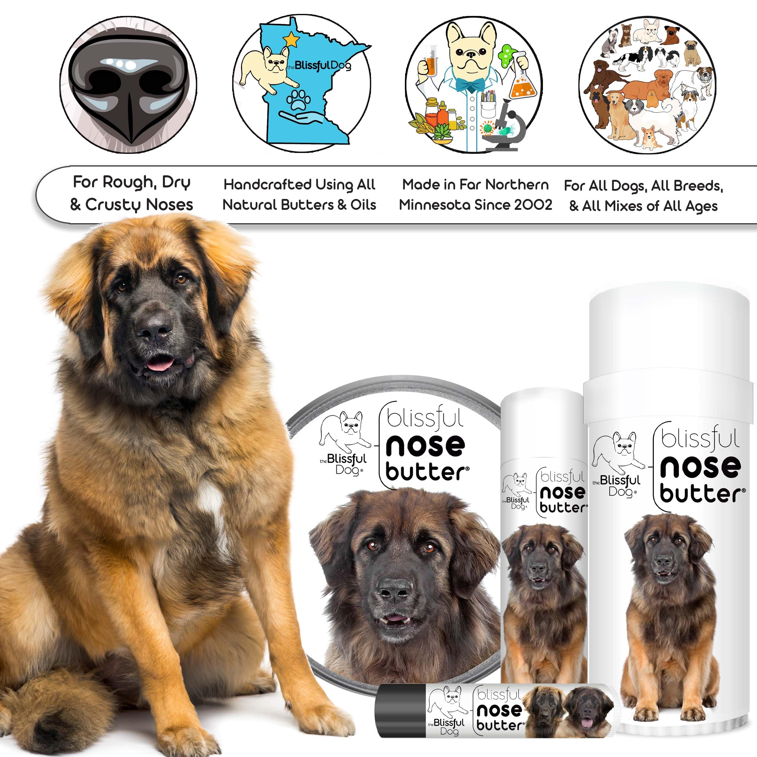 The Blissful Dog Leonberger Unscented Nose Butter - Dog Nose Butter, 2 Ounce