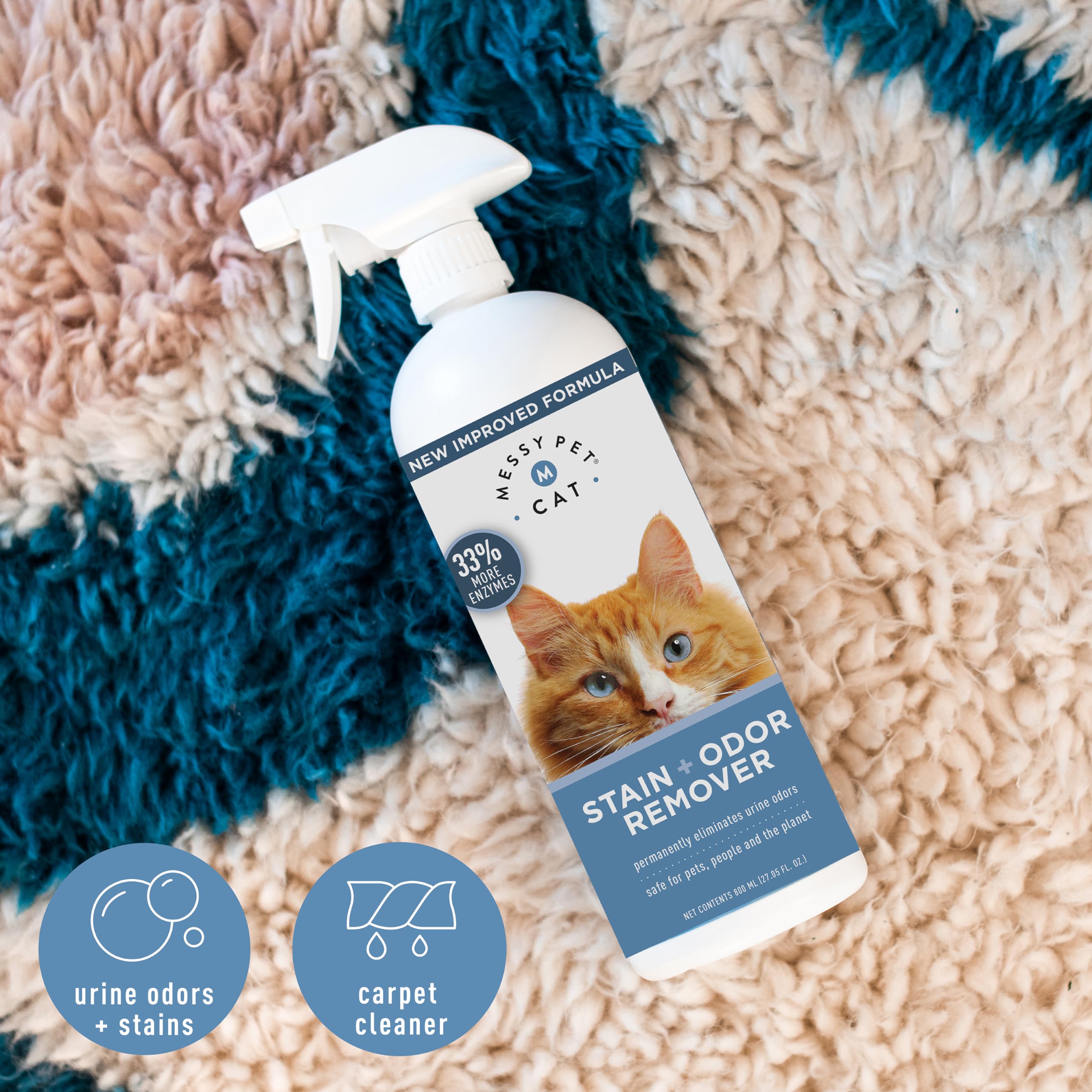 Messy Pet Cat Stain And Odor Remover Spray Bottle 27.05 Fl Oz