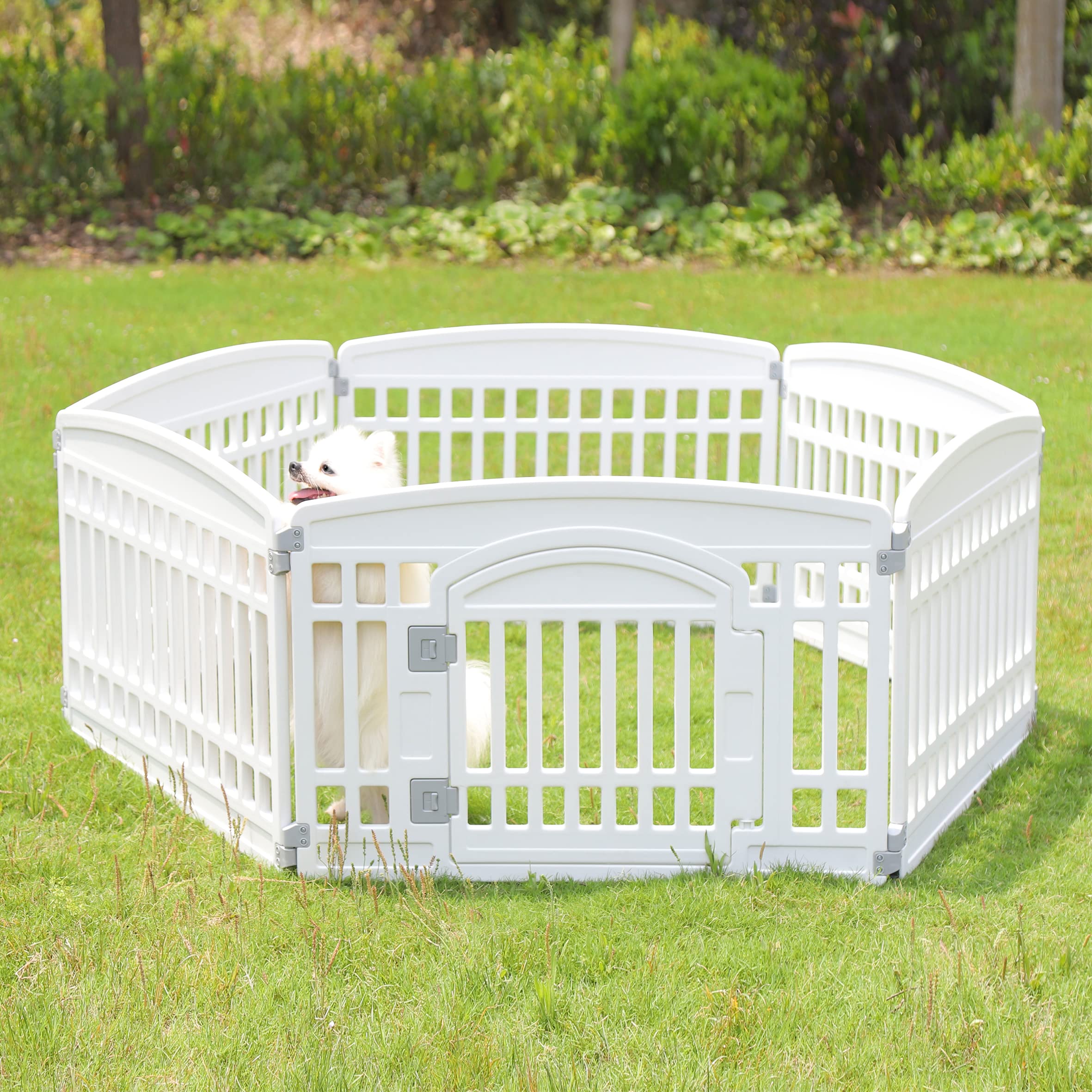 Gupamiga Pet Playpen Foldable Gate For Dogs Heavy Plastic Dog Playpen Puppy Exercise Pen Indoor Outdoor Small Pets Fence Folding