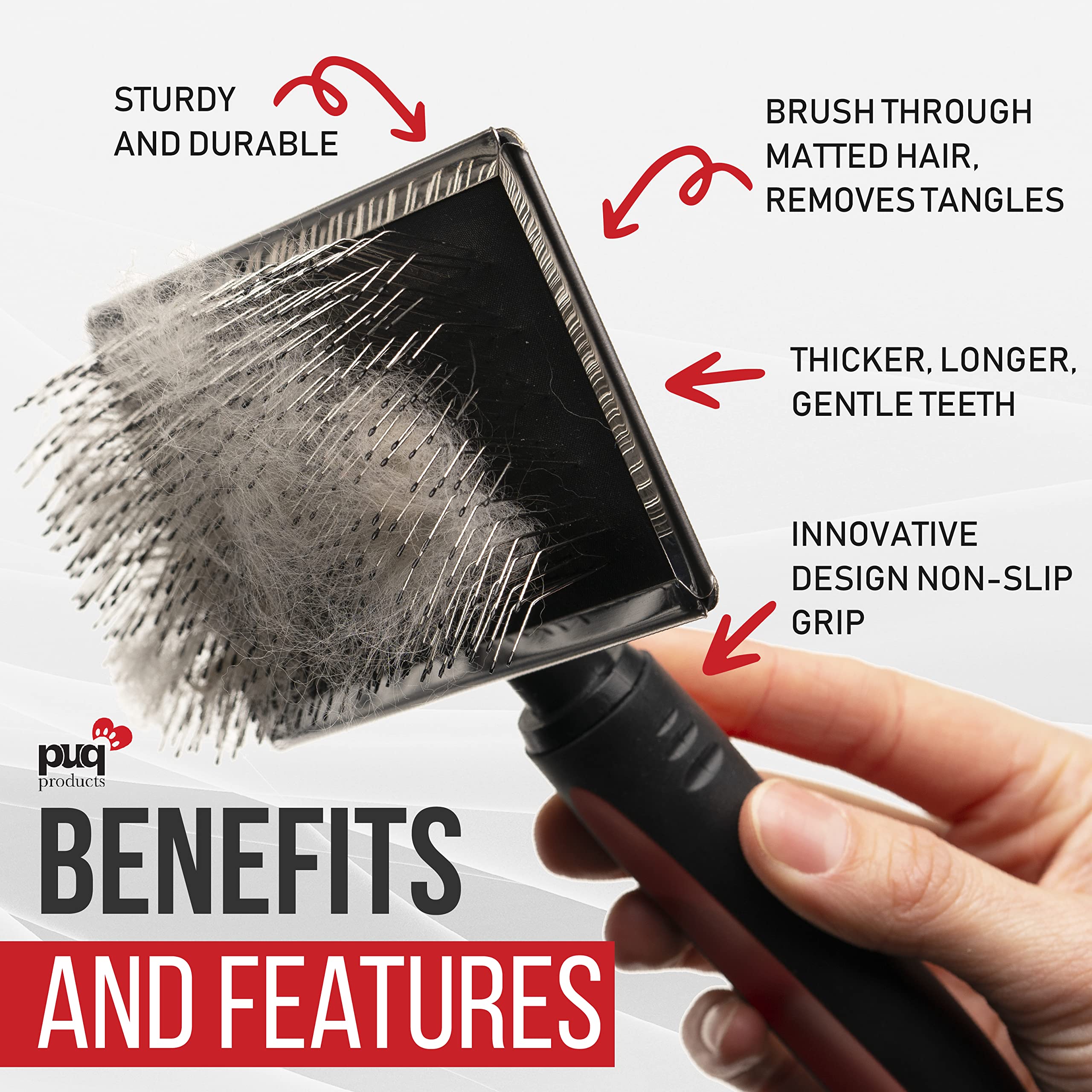 Bixy Pixy Dog Slicker Brush - Professional Long Pin Brush for Goldendoodles & Poodles, Rubber Coated Tips, 1 Count