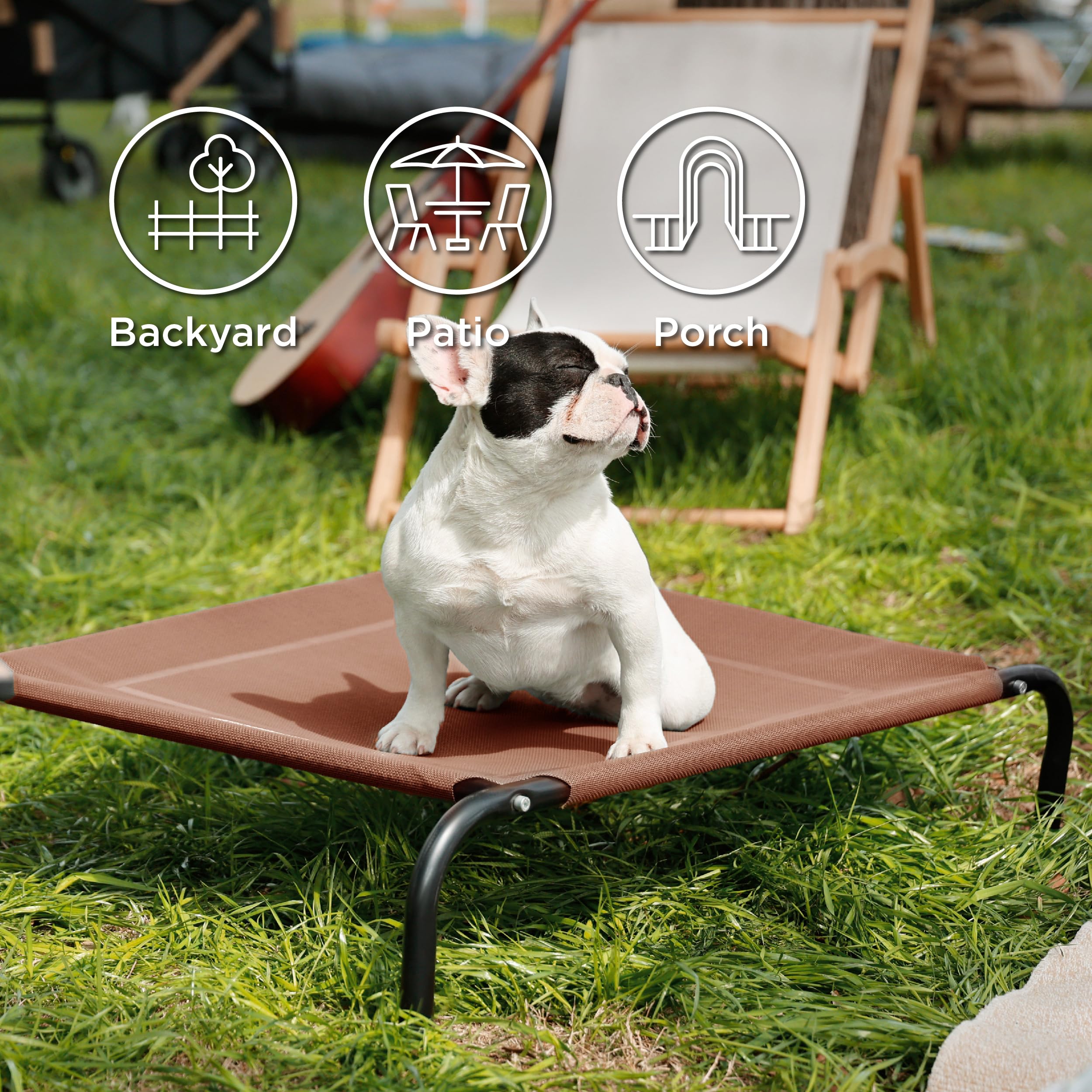 Bedsure Medium Elevated Cooling Outdoor Dog Bed - Raised Cots For Medium Dogs, Portable Indoor & Outdoor Pet Hammock Bed With Sk
