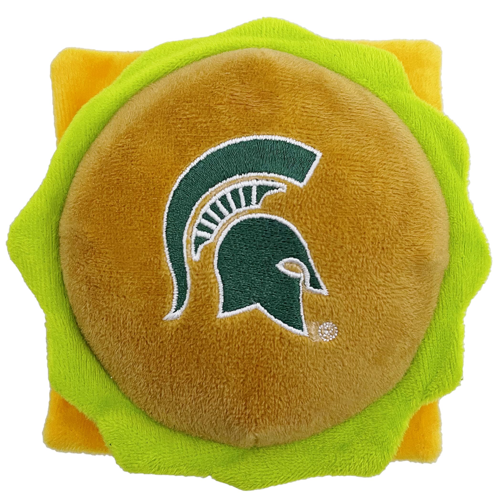 Ncaa Michigan State Spartans Cheeseburger Plush Dog & Cat Squeak Toy- Cutest Stadium Hamburger Snack Plush Toy For Dogs & Cats W