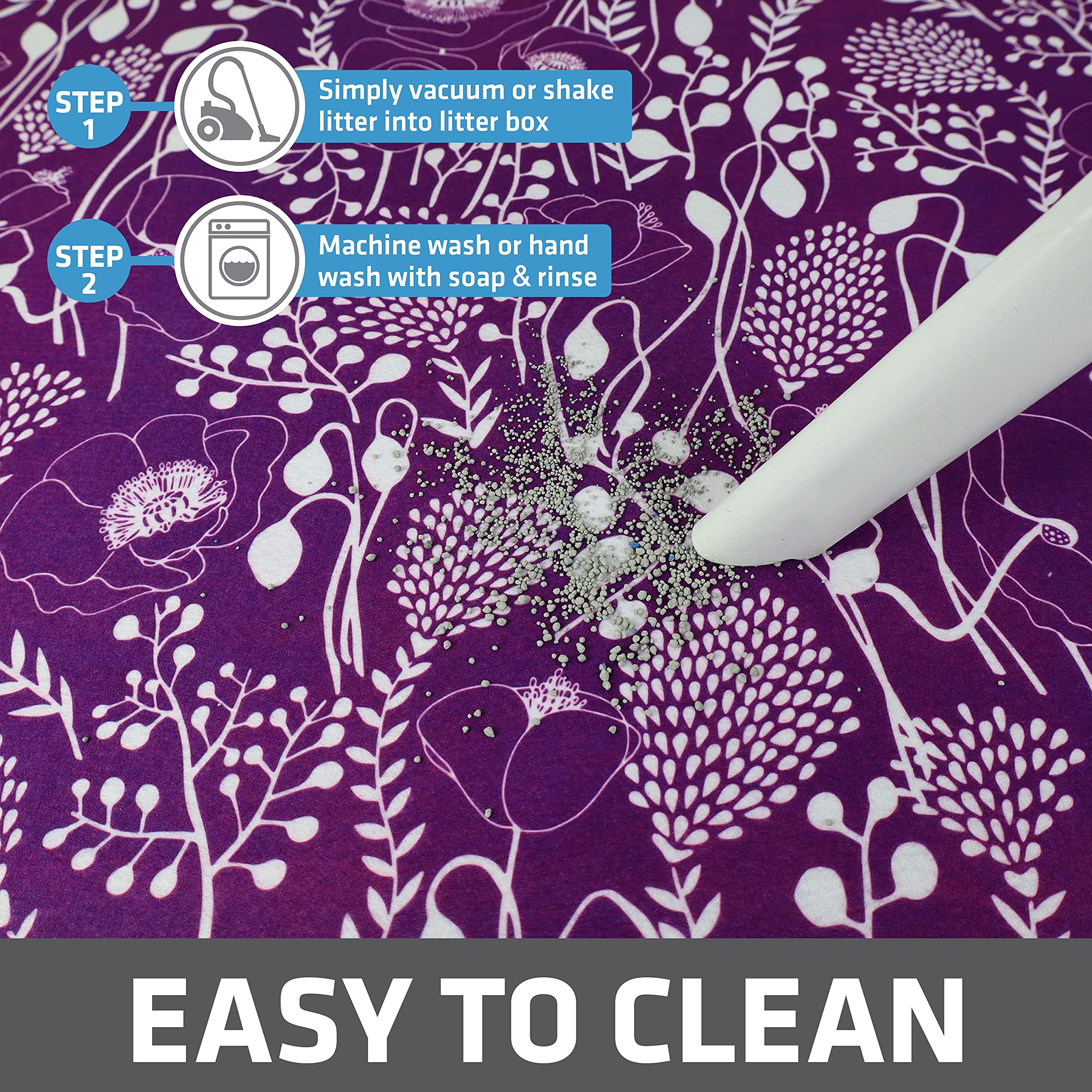 Drymate Original Cat Litter Mat, Contains Mess From Box For Cleaner Floors, Urine-Proof, Soft On Kitty Paws -Absorbent/Waterproof- Machine Washable, Durable (Usa Made) (20”X28”)(Good Medicine Plum)