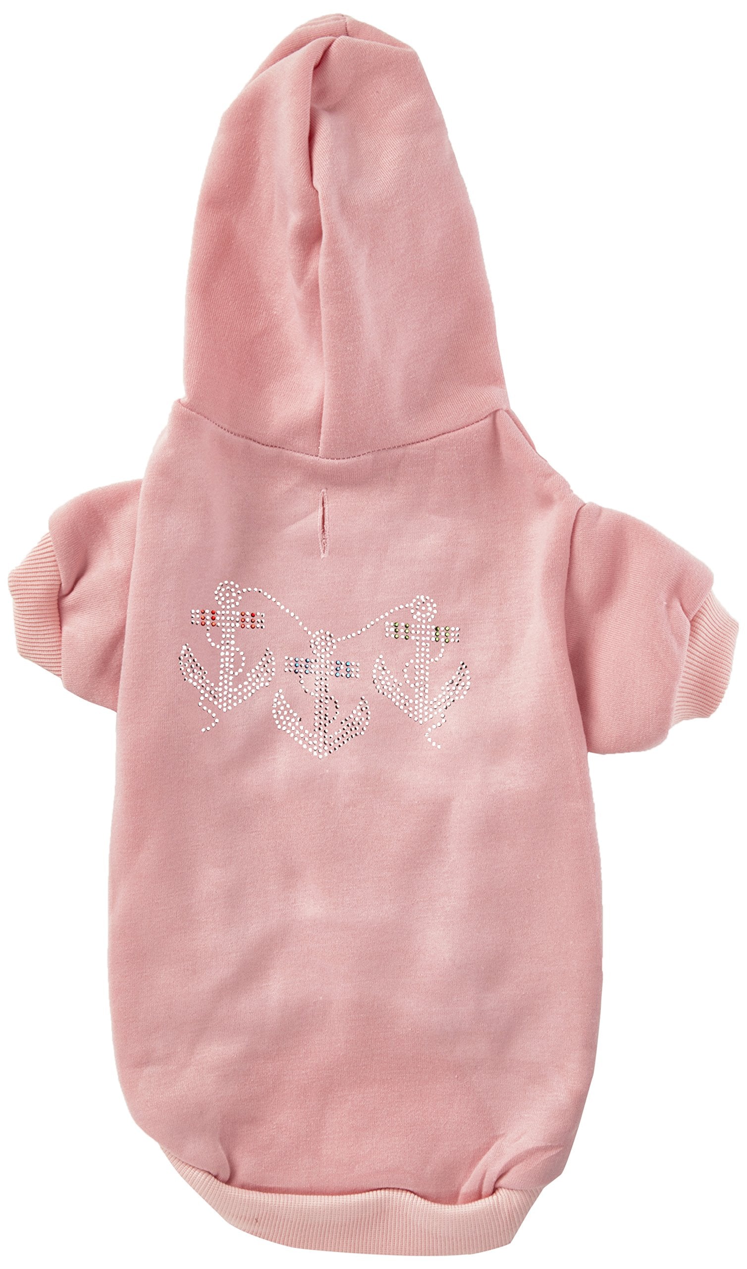 Mirage Pet Products 8-Inch Rhinestone Anchors Hoodies, X-Small, Pink