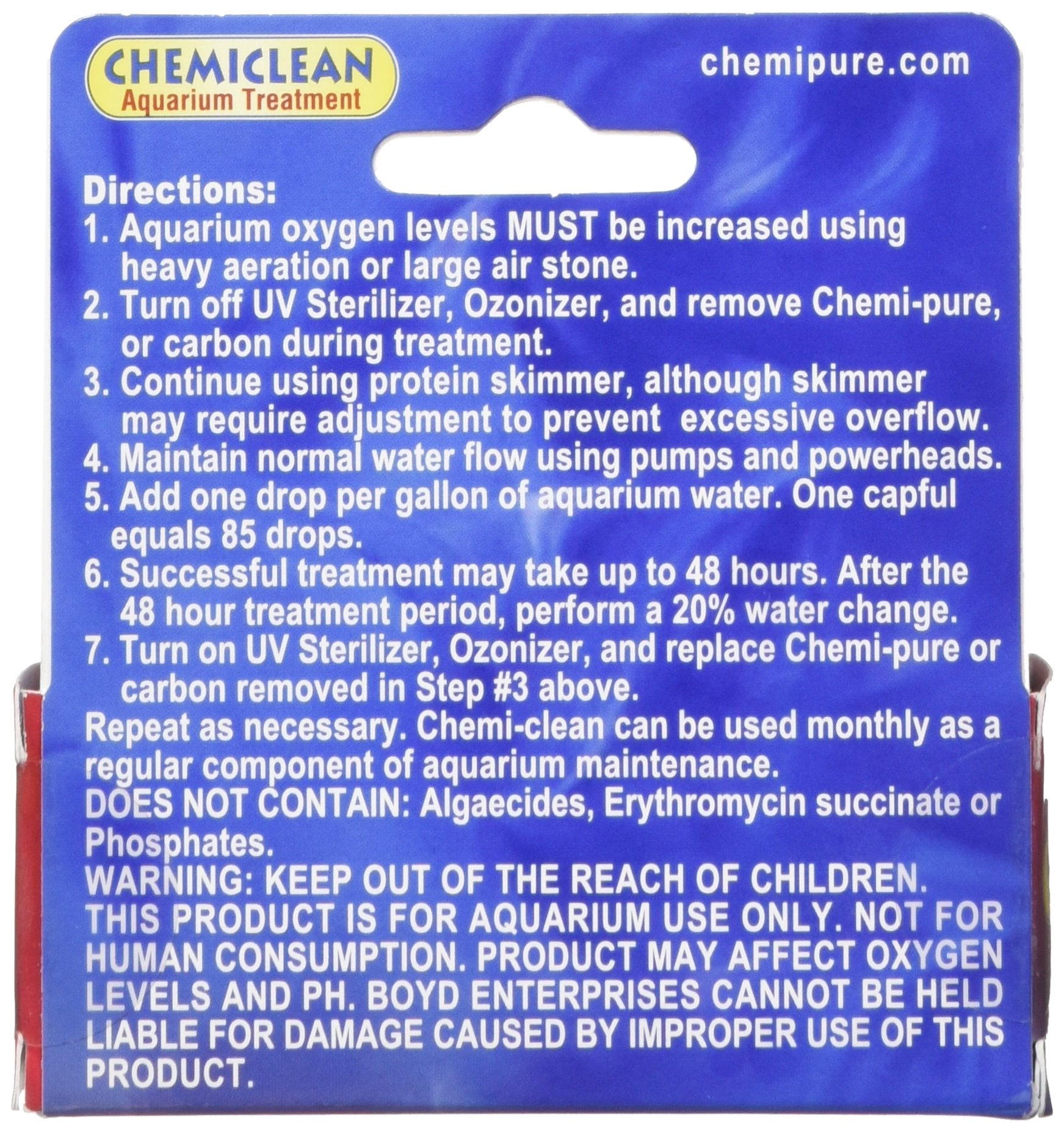Boyd Chemi-Clean 2oz Liquid Treats up to 720 Gallons - Effective Chemiclean Cyanobacteria for Marine & Freshwater Aquariums, Saf