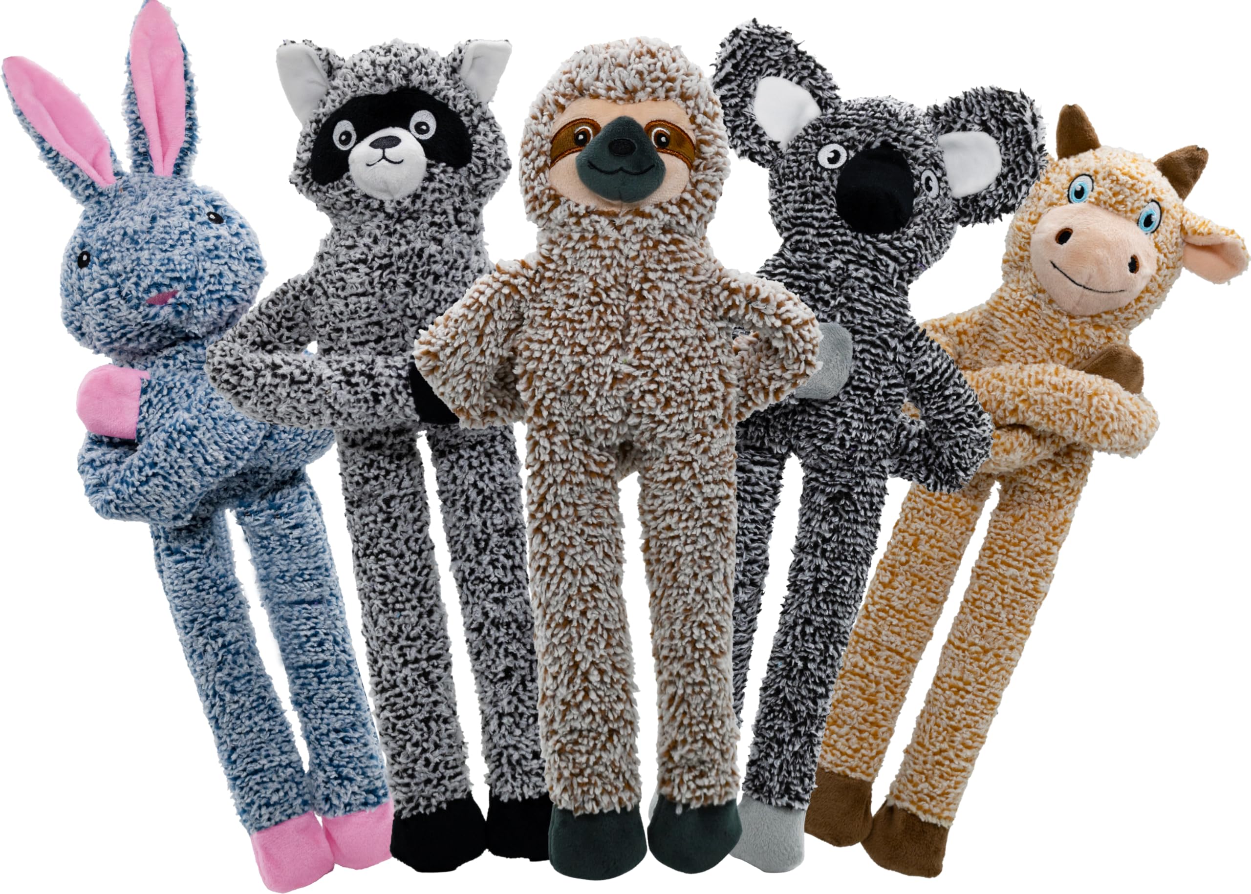 No Stuffing Dog Toys For Large Dogs, 5 Pack Squeaky Crinkle Interactive Dog Animals, Plush Teething Toys To Keep Them Busy, Cute