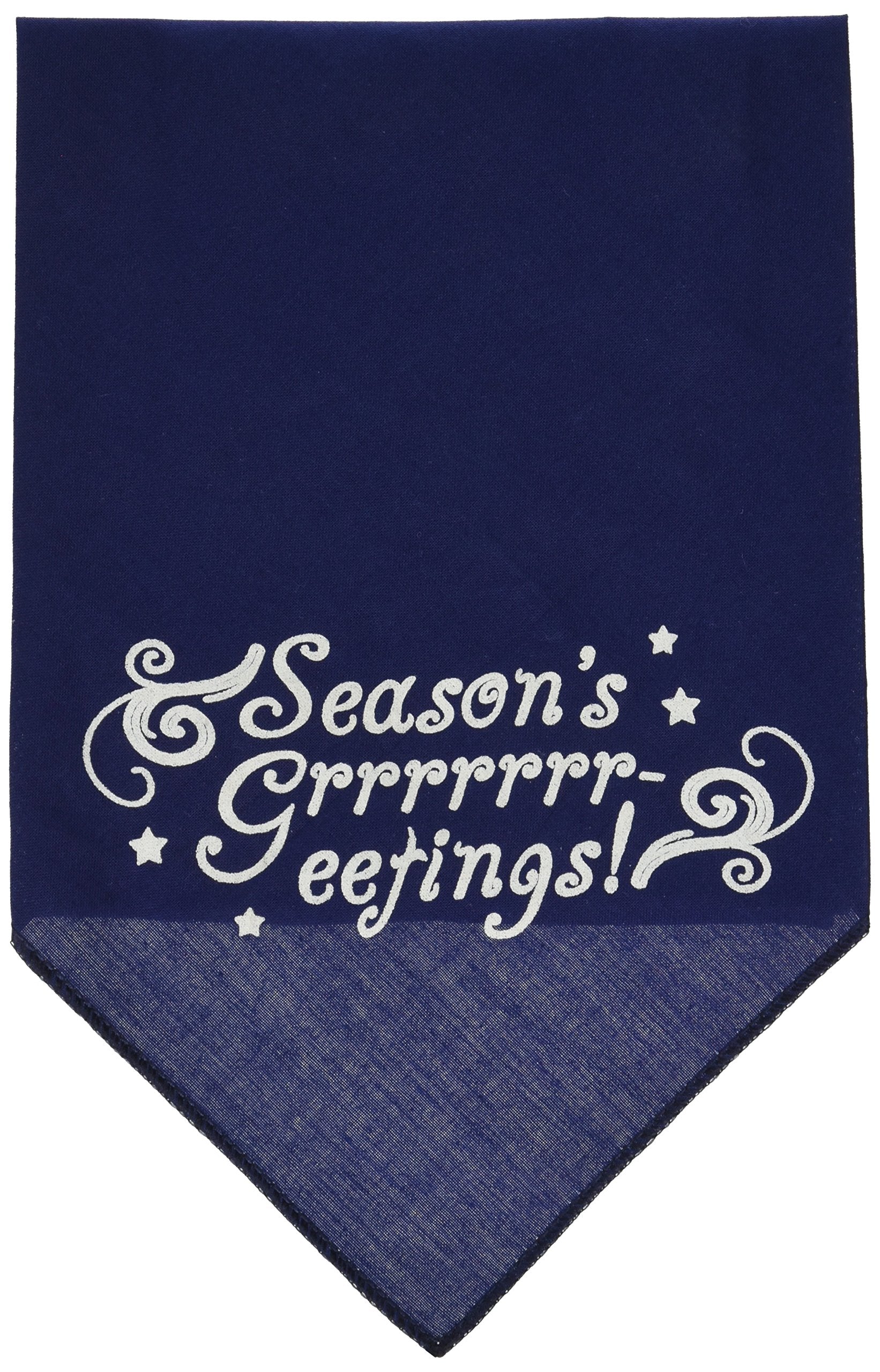 Mirage Pet Products Seasons Greetings Screen Print Bandana for Pets, Large, Navy Blue