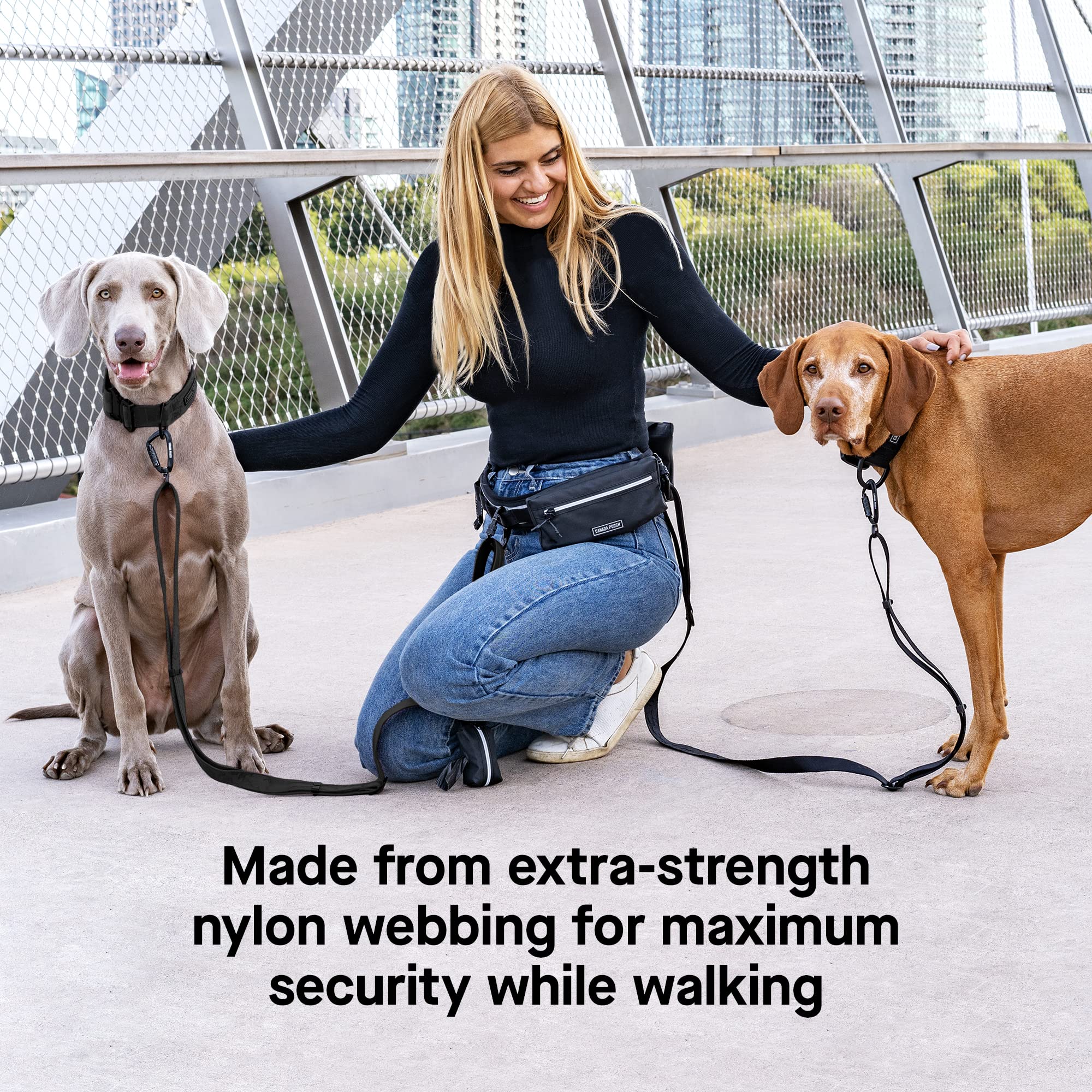Canada Pooch Dog Utility Leash - Durable Nylon Heavy Duty Dog Leash With Neoprene Padded Handle | 4Ft To 6Ft Adjustable Dog Leash With Extra Strength Carabiner For Collar