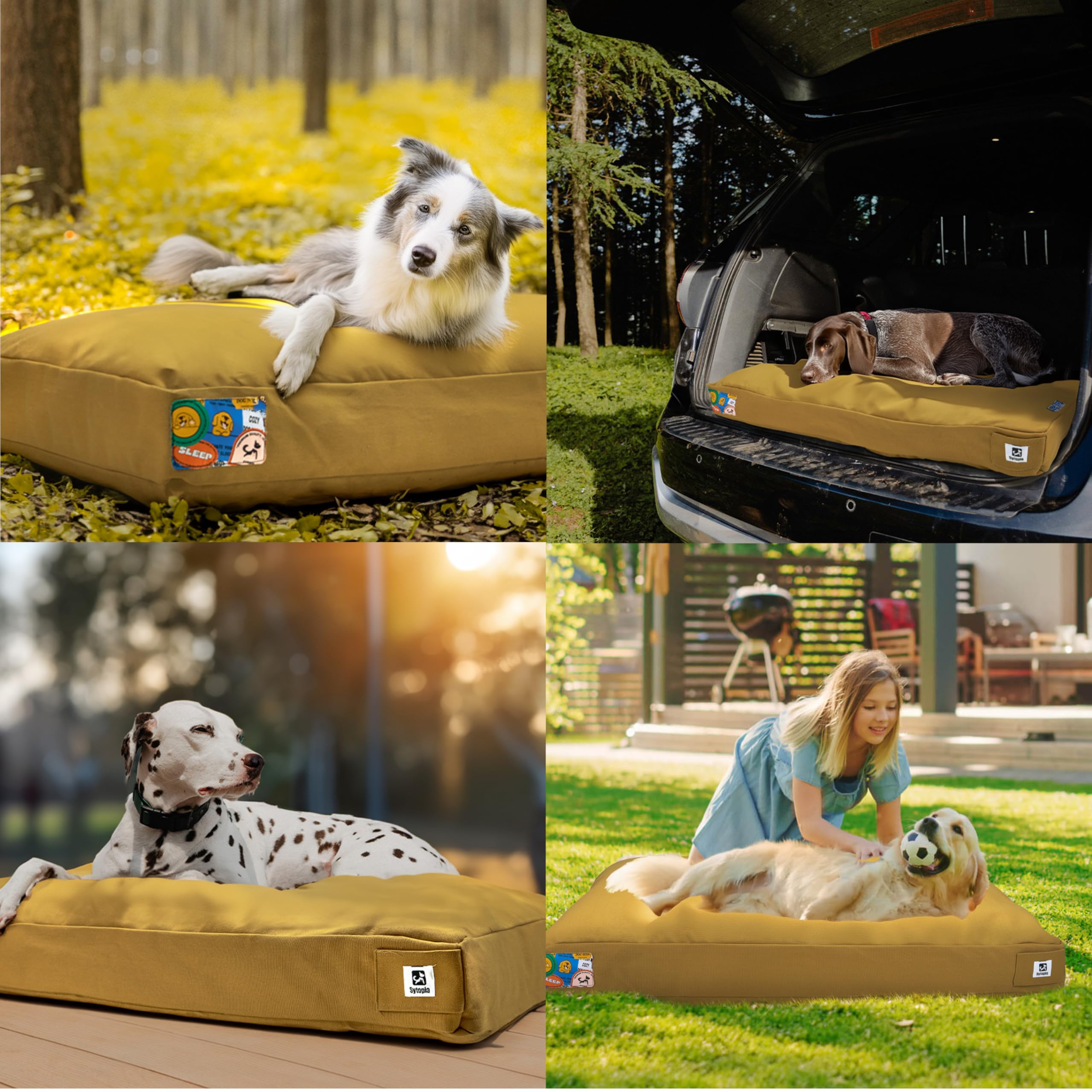 Sytopia 36-Inch Canvas Outdoor Dog Bed - Chew-Proof, Waterproof & Washable With Removable Cover, Ideal For Medium & Large Dogs -