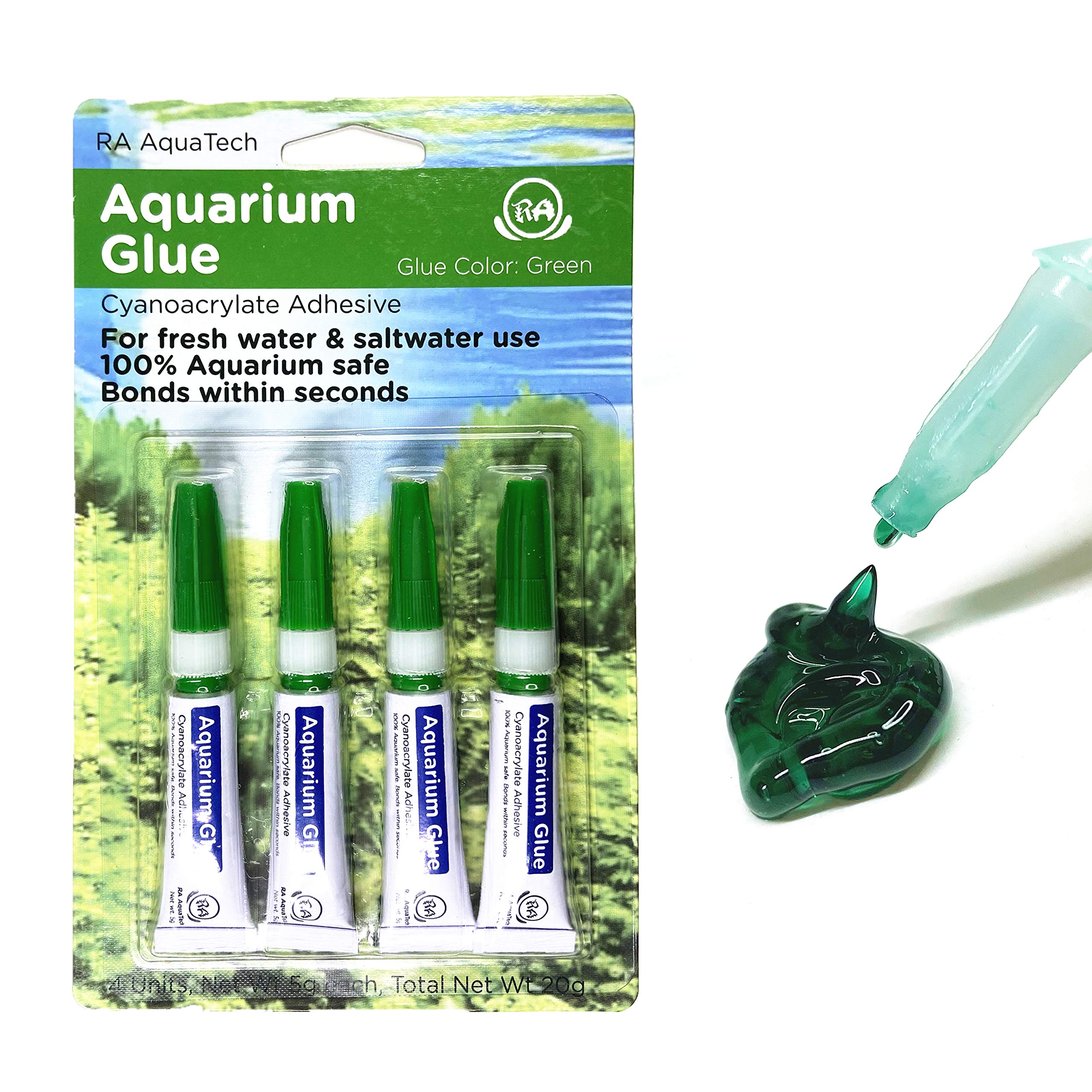 Ra Aquatech Aquarium Glue Green For Plants Moss Aquascaping Instant Aquarium Safe (4Pcs Pack)