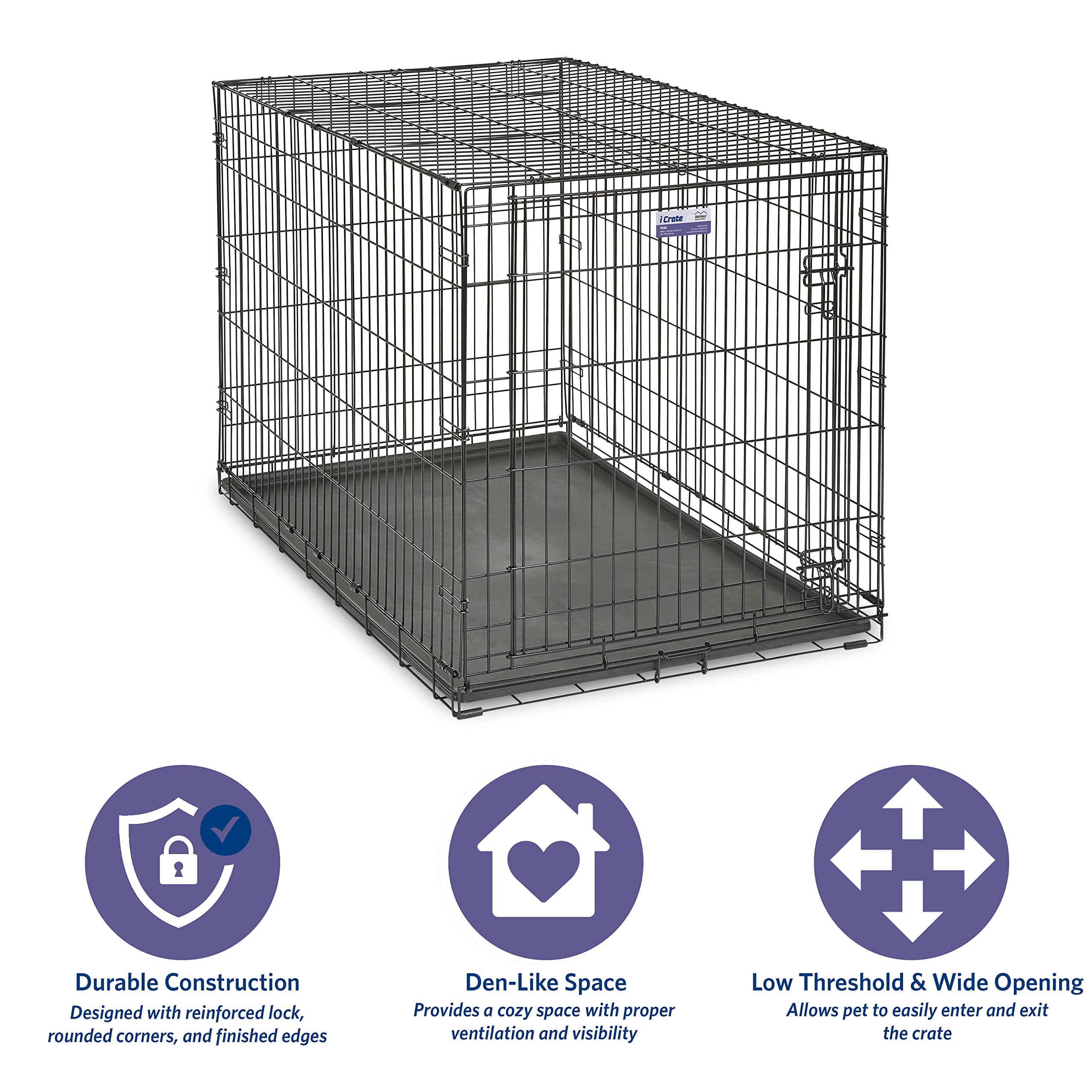 Midwest Homes For Pets Newly Enhanced Single Door Icrate Dog Crate, Includes Leak-Proof Pan, Floor Protecting Feet, Divider Panel & New Patented Features