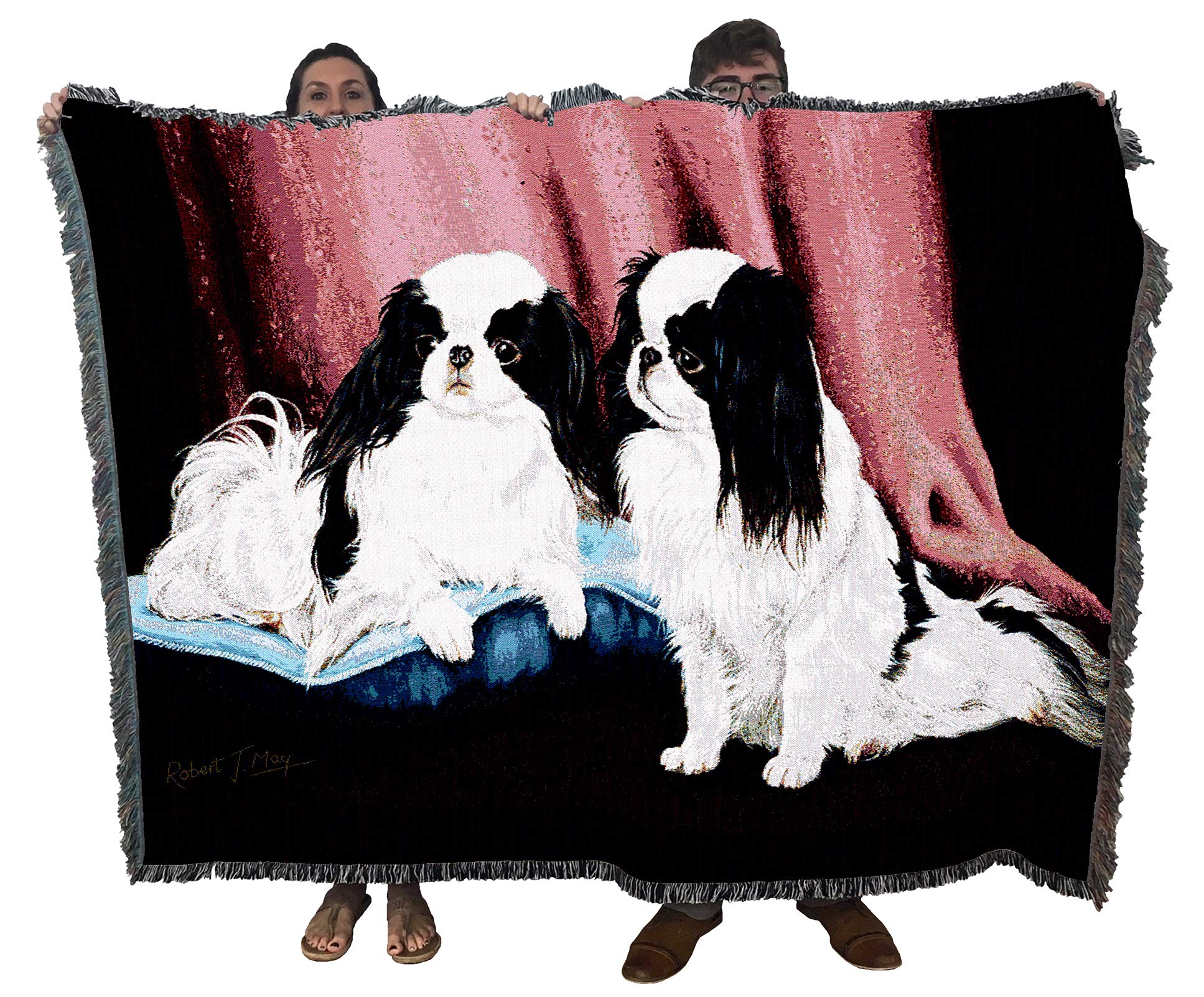 Pure Country Weavers Japanese Chin Blanket By Robert May - Gift For Dog Lovers - Tapestry Throw Woven From Cotton - Made In The Usa (72X54)