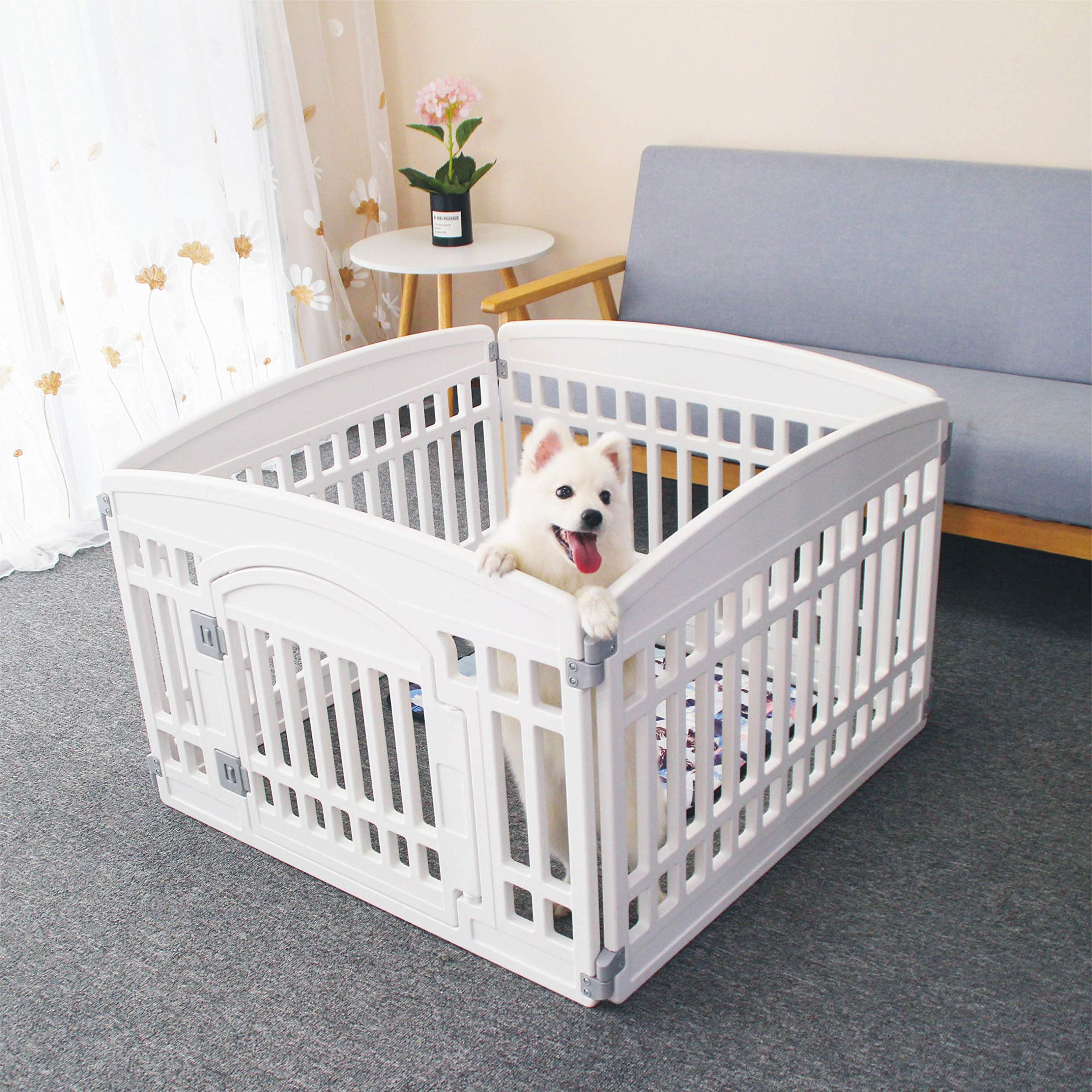 Pet Playpen Gate For Dogs Heavy Plastic Puppy Exercise Pen Small Pets Fence Puppies Folding Cage 4 Panels For Puppies And Small