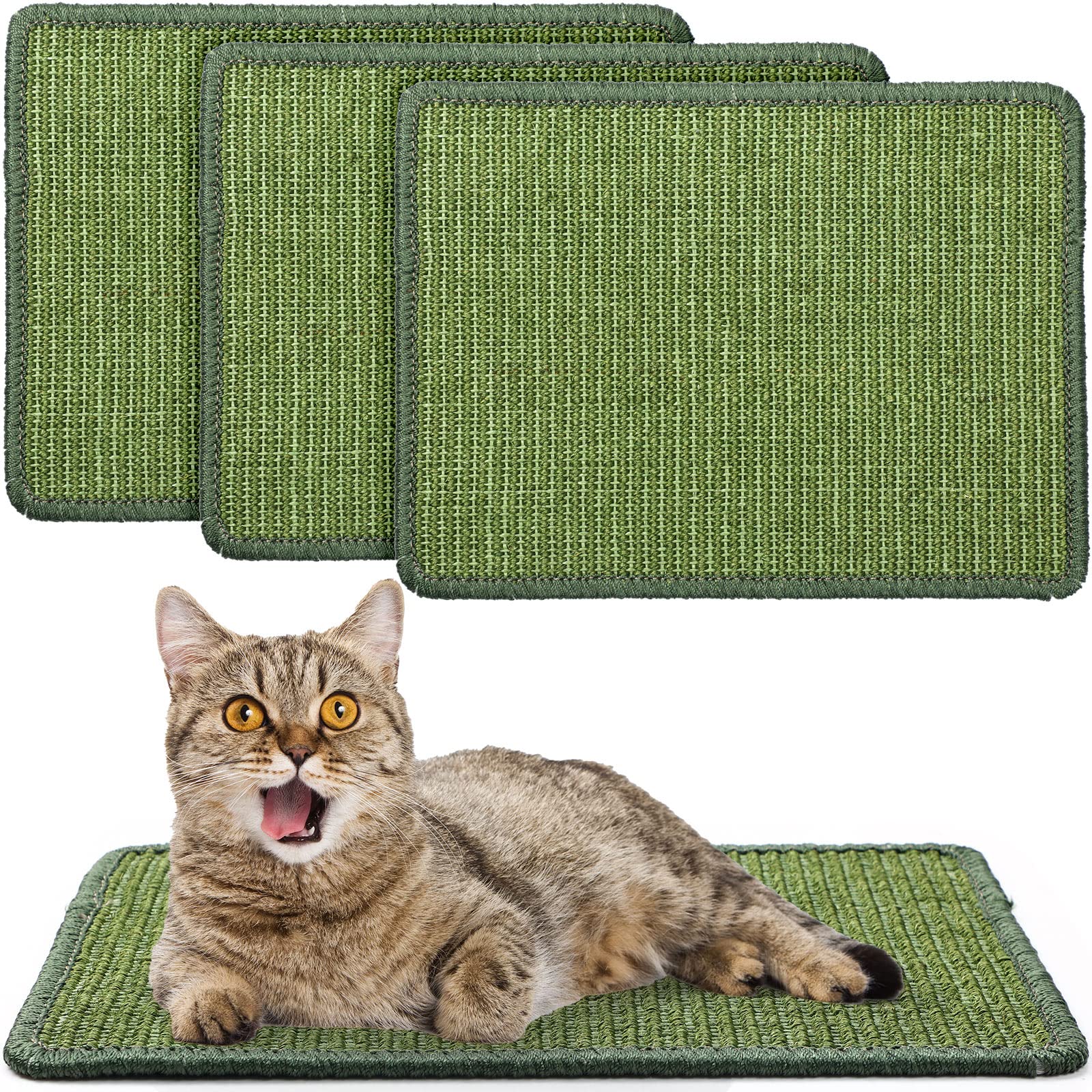 4 Pcs Cat Scratcher Mat Sisal Cats Scratch Mats Horizontal Cat Floor Scratching Pad Rug Sisal Fabric Cat Scratch Mat For Protecting Carpets Sofas And Cat Grinding Claws Green 11.8' X 15.7'