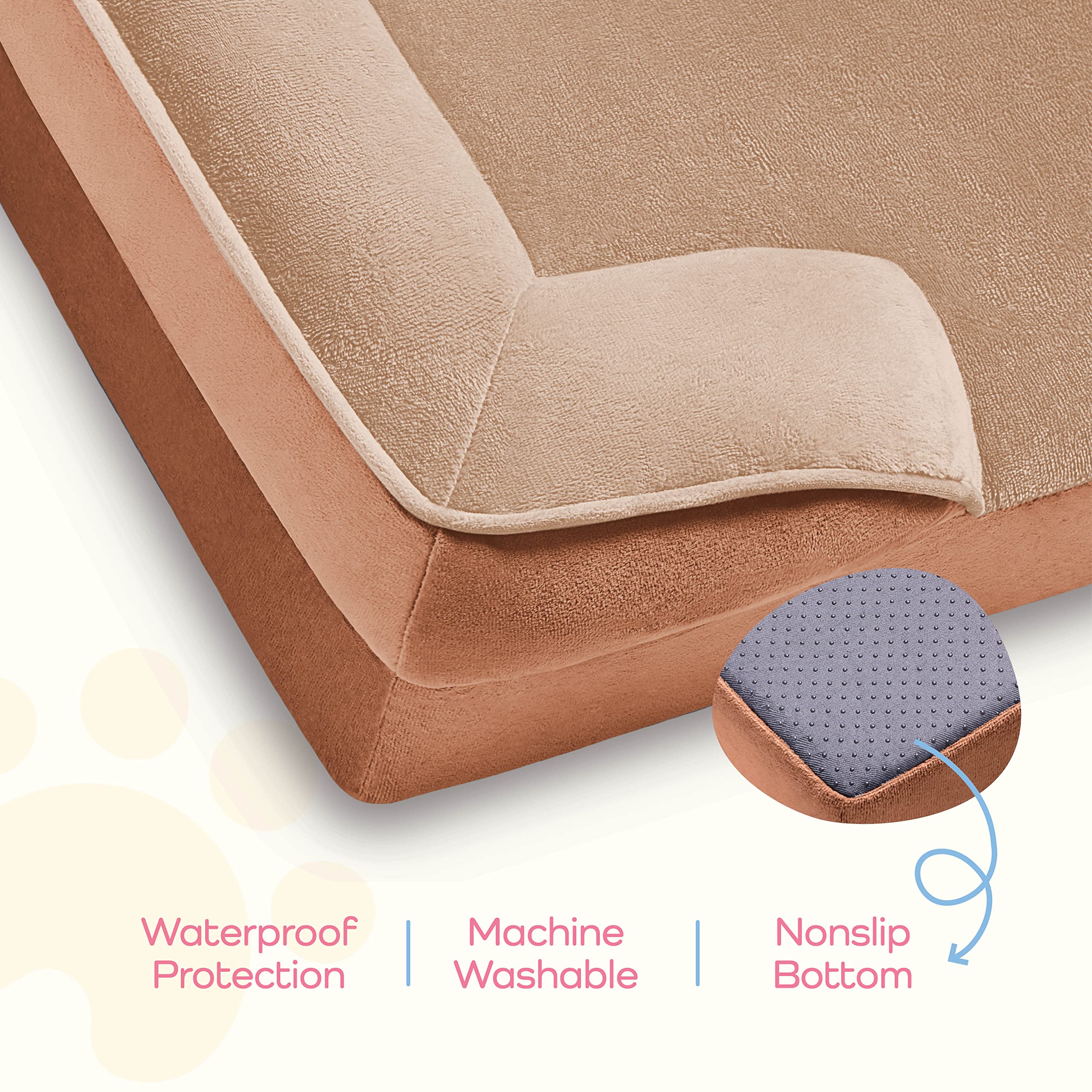 Orthopedic Sofa Dog Bed - Ultra Comfortable Dog Bed For Large Dogs - Breathable & Waterproof Pet Bed- Egg Foam Sofa Bed With Extra Head And Neck Support - (Xx-Large, Brown)