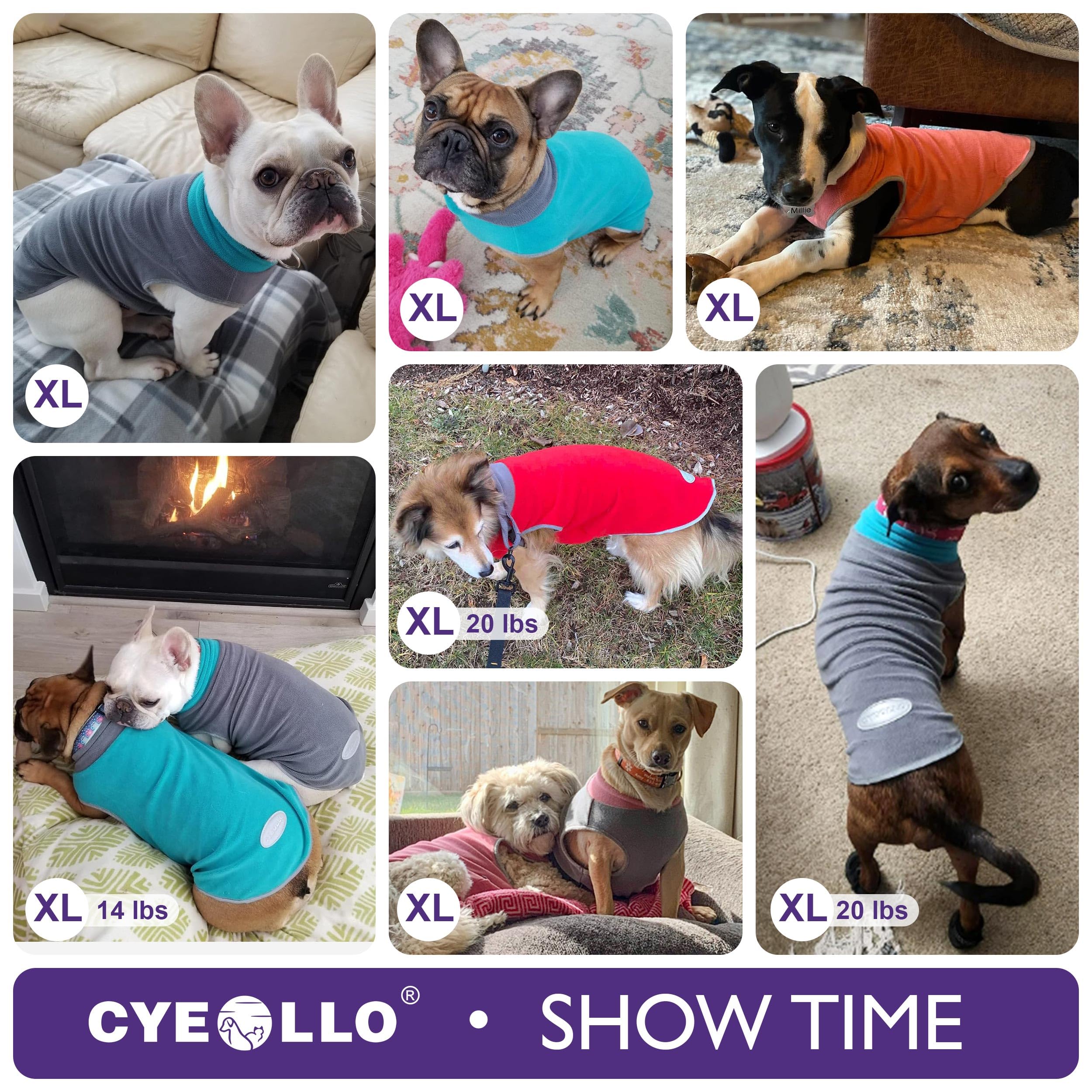 Cyeollo 2 Pack Fleece Dog Sweater Stretchy Sweatshirt For Dogs Vest Lightweight Jacket With Reflective Stripe Pullover Dog Cloth