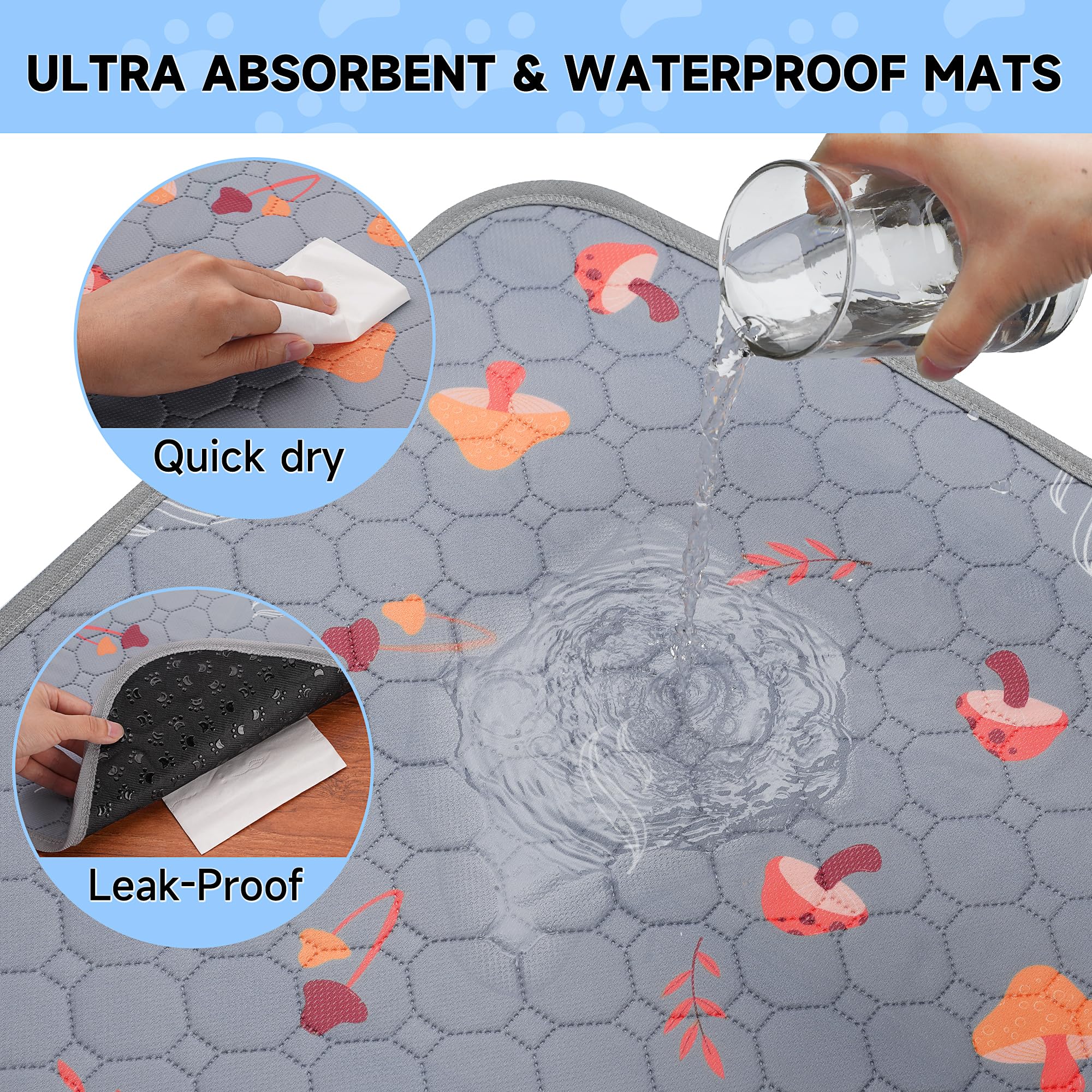 Washable Pee Pads For Dogs, 2-Pack Reusable Dog Pads Large Non-Slip Dog Pee Pads, Waterproof & Absorbent Pet Training Pads For P