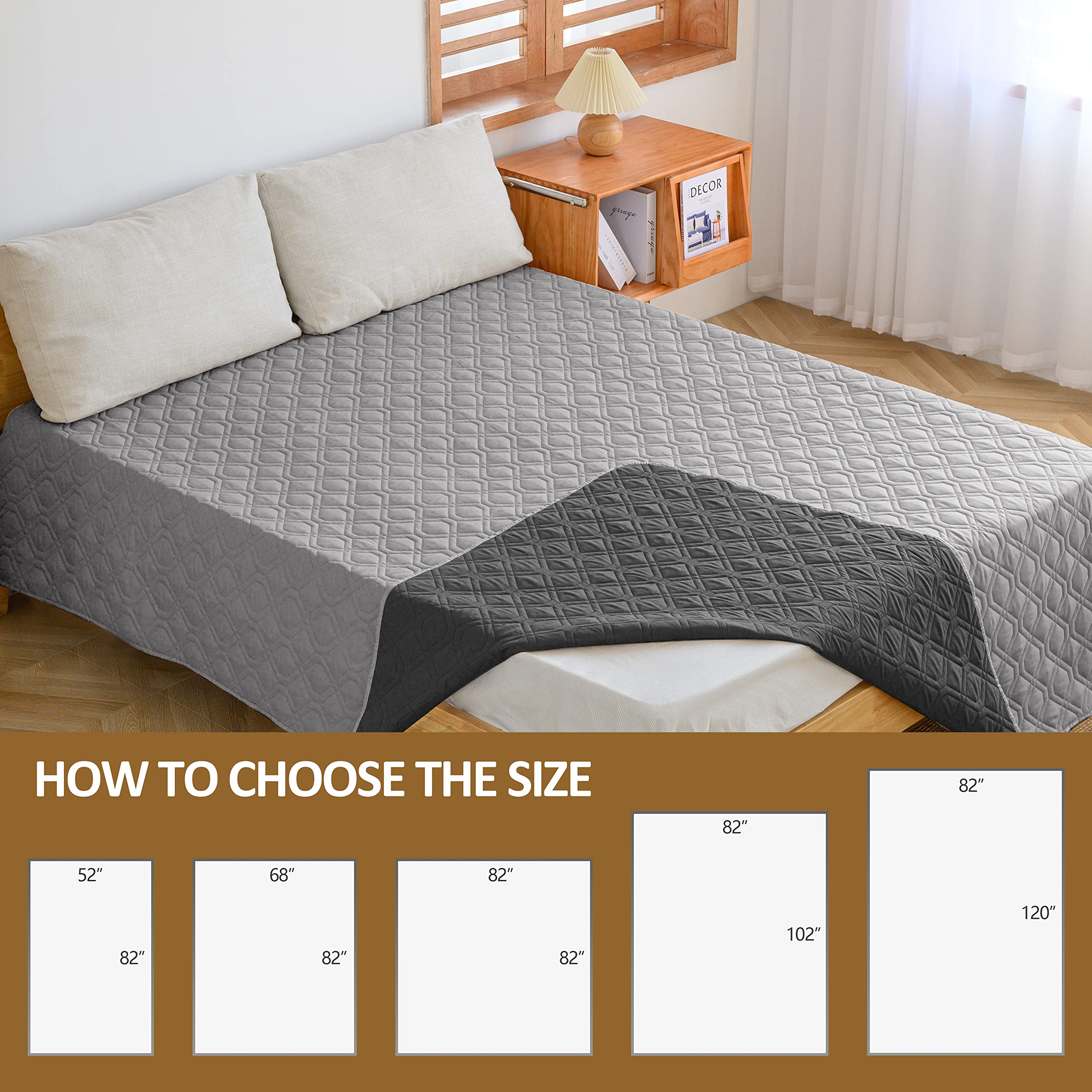 CHHKON Waterproof Dog Bed Covers, 52x82, Grey & Dark Grey Pet Blanket, Furniture Protector for Couch Protection