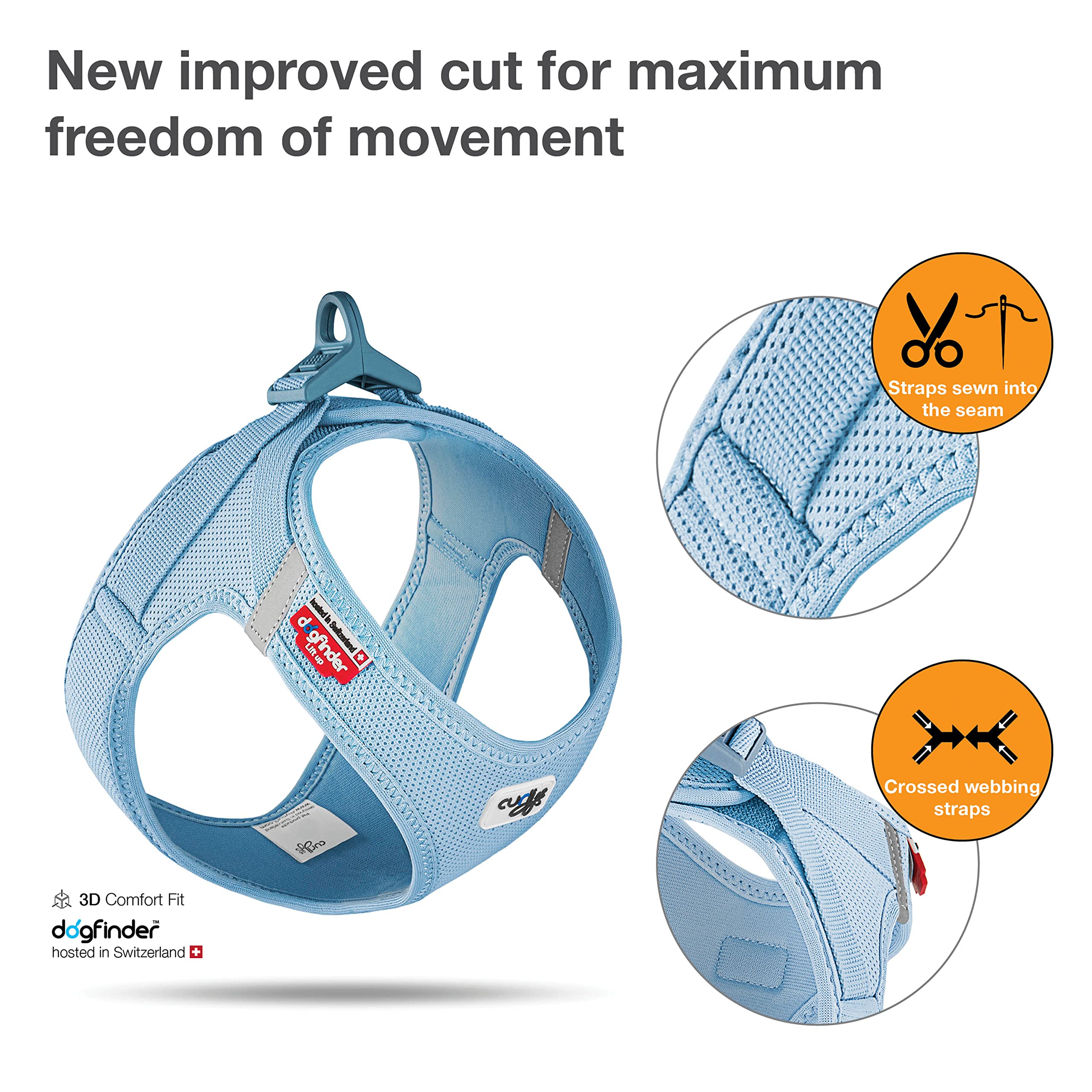 Vest Harness curli Clasp Air-Mesh SkyBlue L