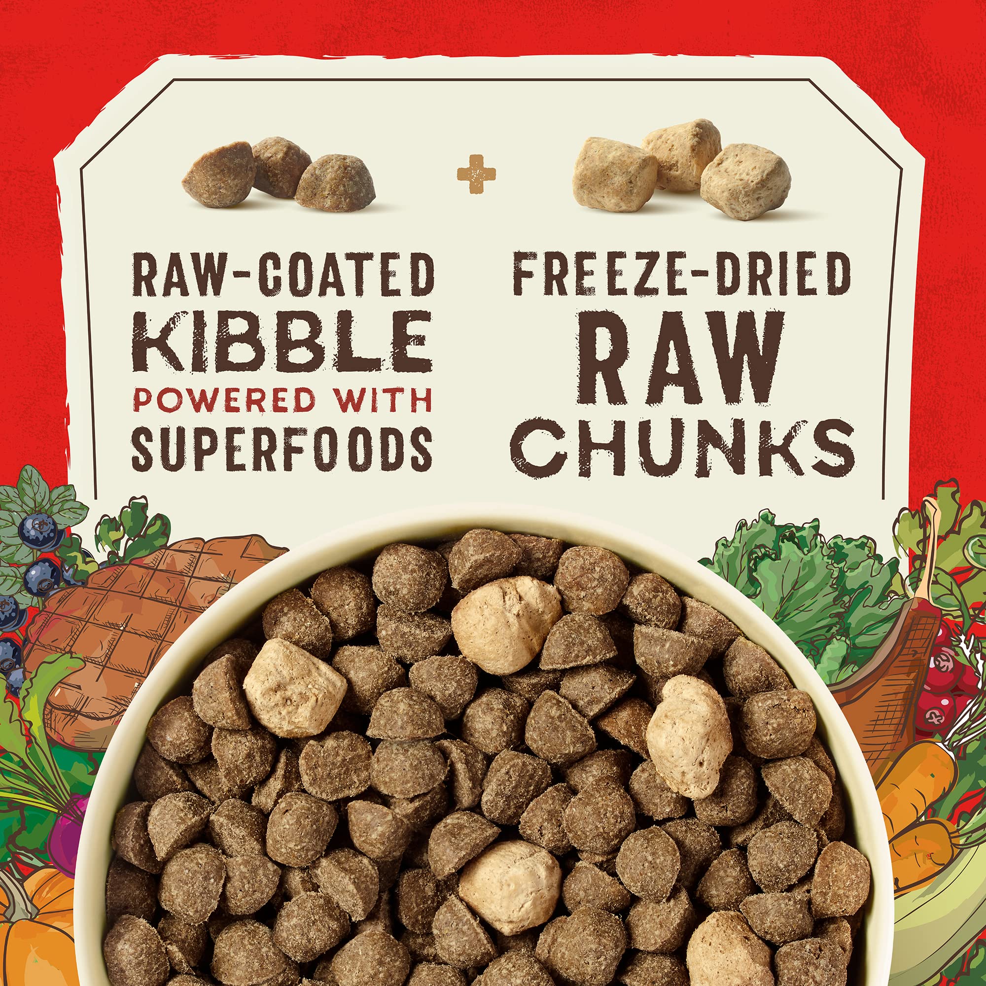 Stella & Chewys SuperBlends Raw Blend Wholesome Grains Grass-Fed Beef, Beef Liver & Lamb Recipe with Superfoods, 3.25 lb. Bag