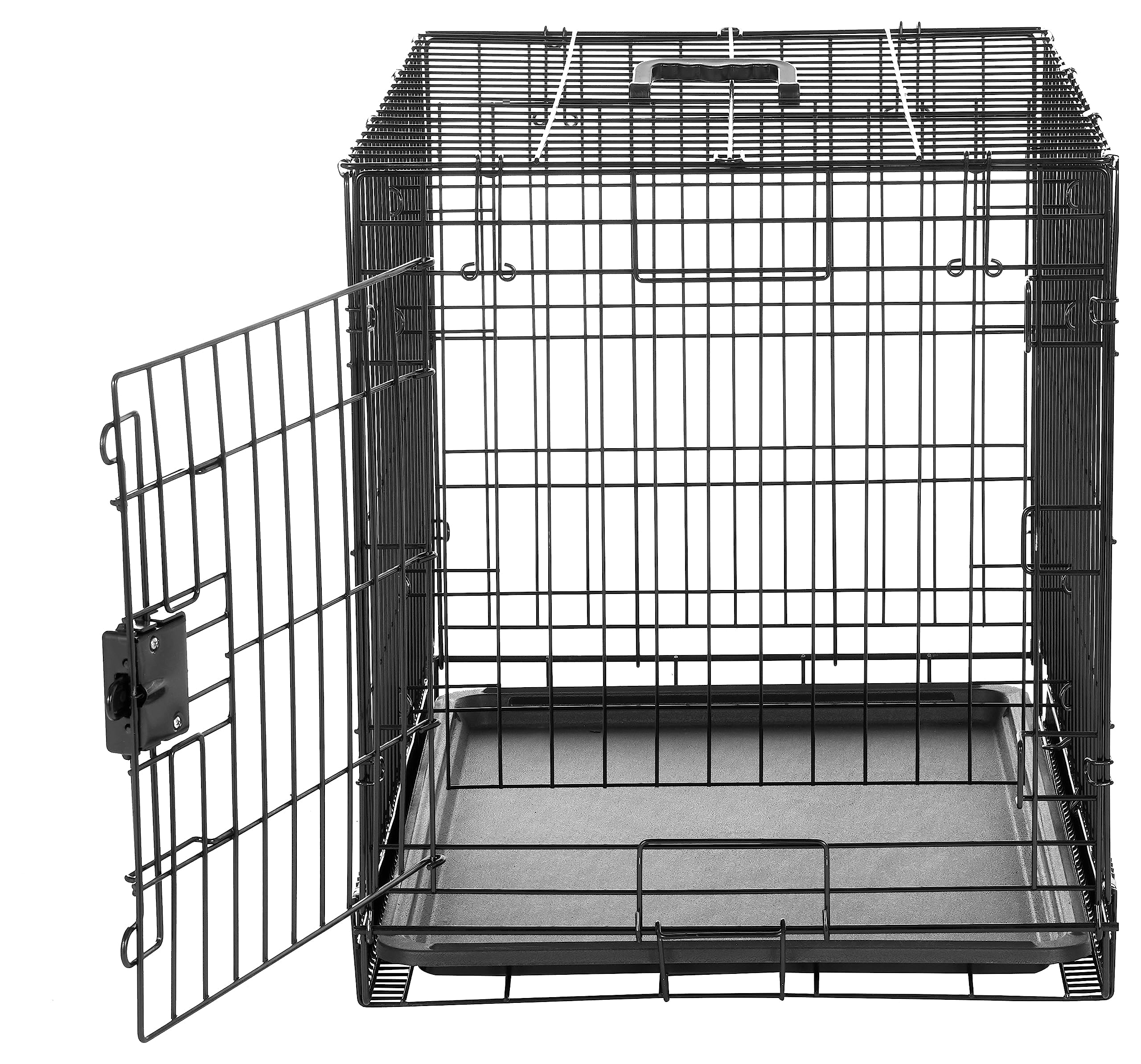 Amazon Basics Durable, Foldable Metal Wire Dog Crate With Tray, Single Door, 30 X 19 X 21 In, Black
