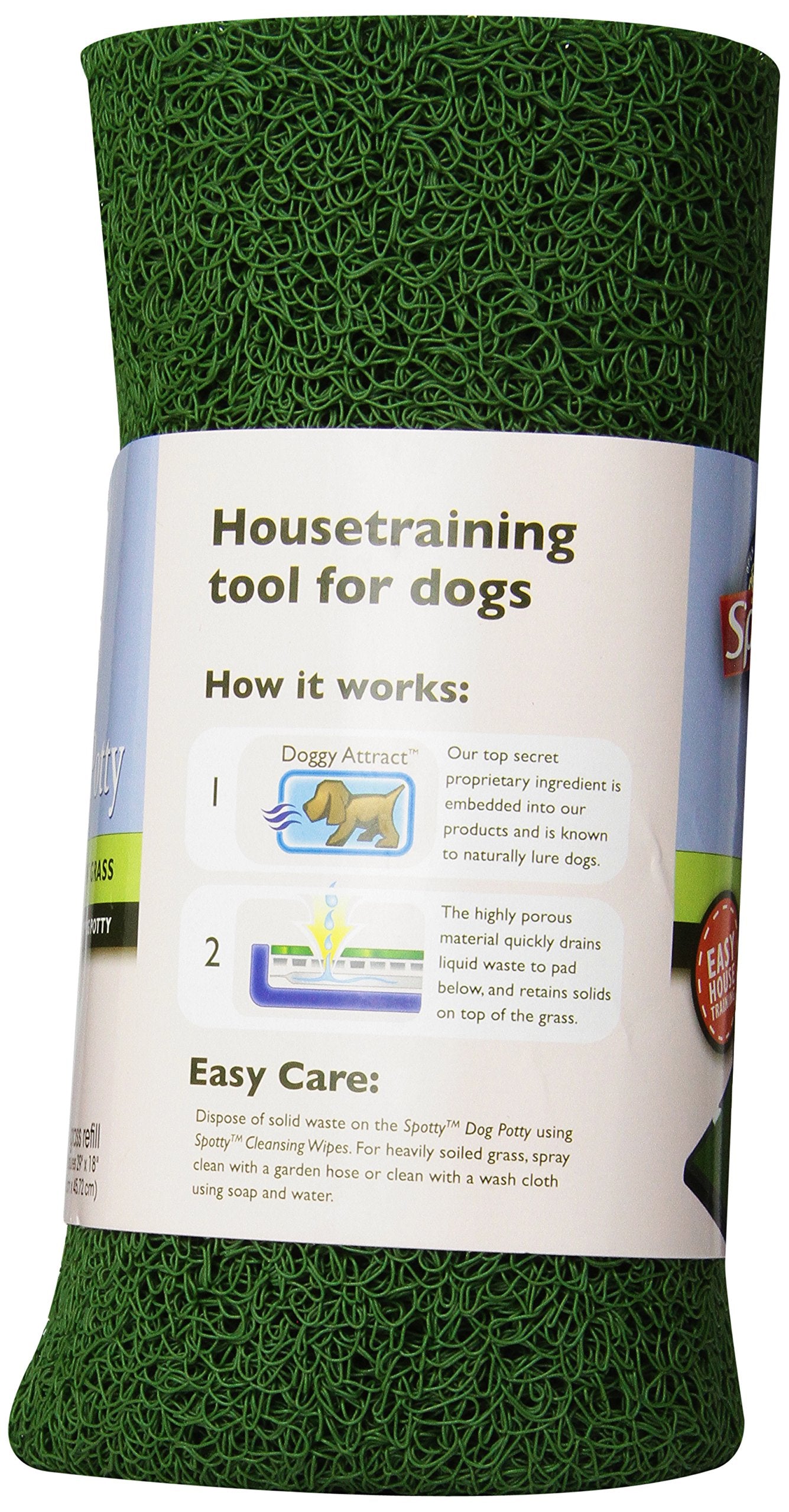 Spotty Indoor Potty Replacement Pad - Artificial Grass Rug Turf Pee Mat, 29x18 Inch, Green, Model 2102, Pack of 1