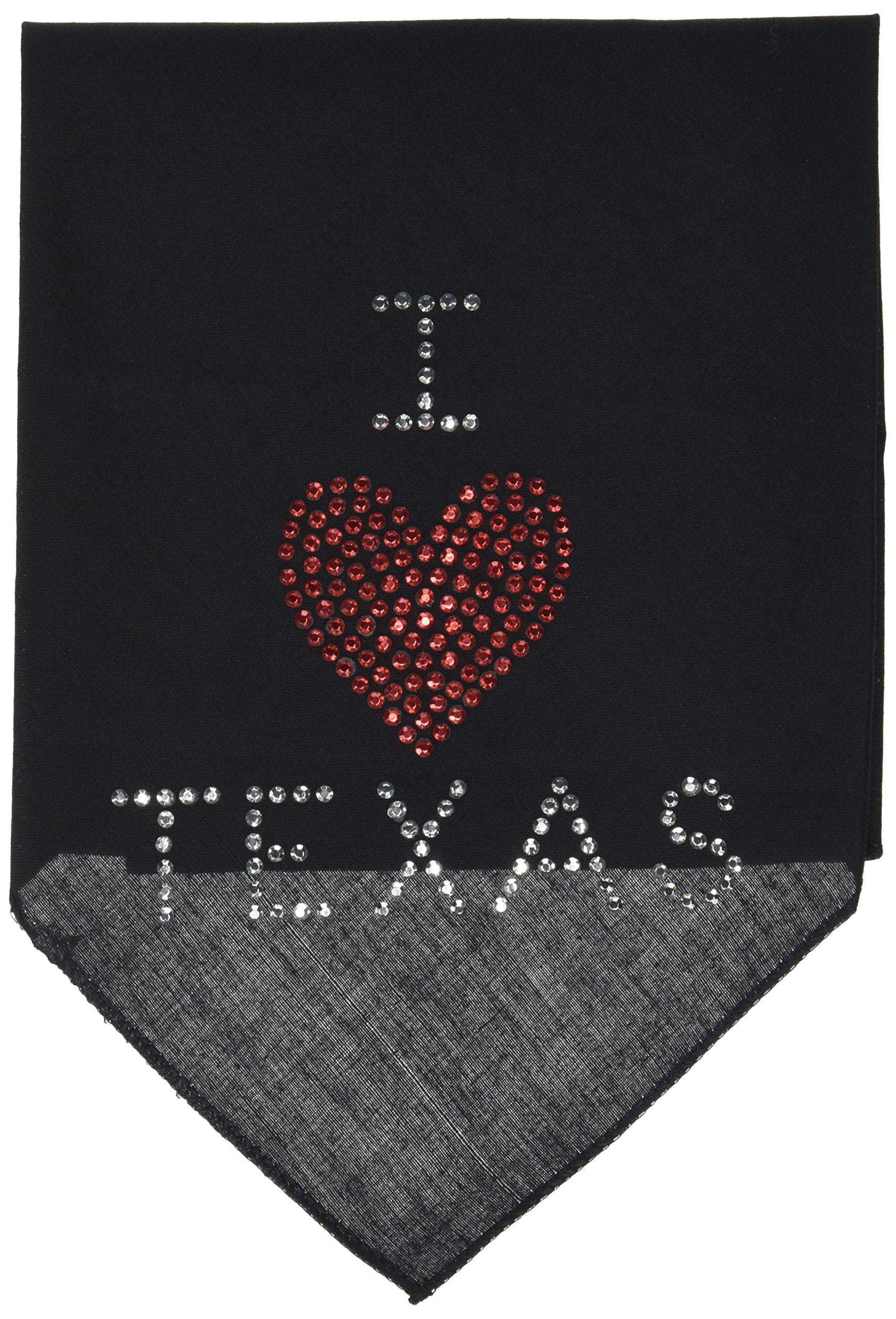 Mirage Pet Products I Heart Texas Rhinestone Bandana, Large, Black