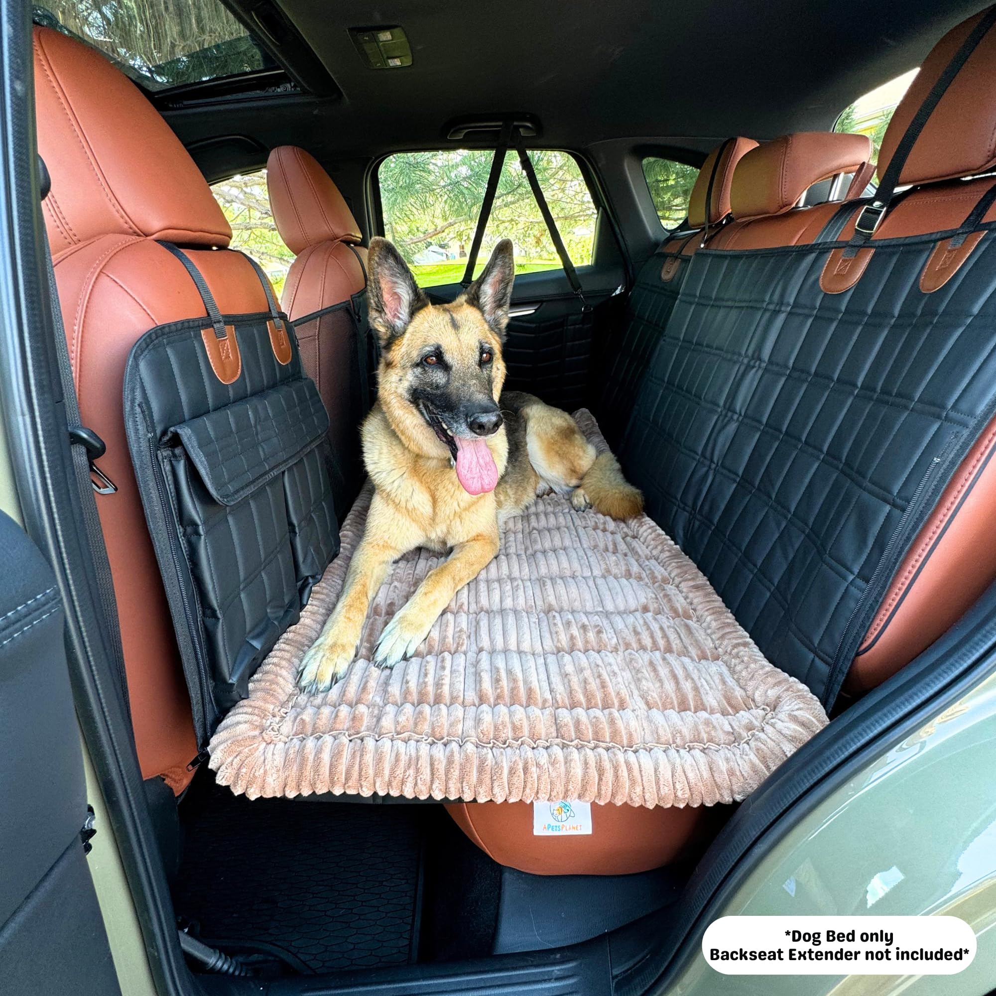 APetsPlanet Dog Bed for Car - Non-Slip Backseat Cushion, 54"x24.8", Brown, Machine Washable, Deluxe Model 2.0