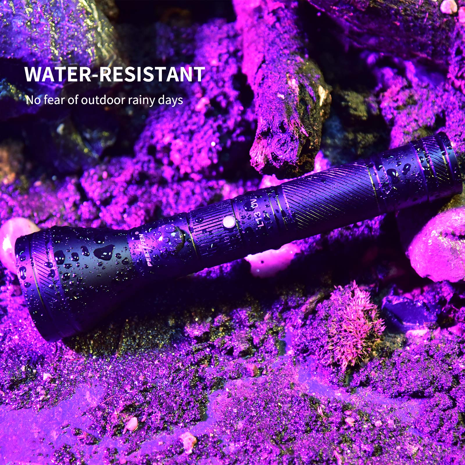PEETPEN Black Light Flashlight USB Rechargeable 395nm UV LED Blacklight Ultraviolet Waterproof Flashlights Detector for Pets Dog