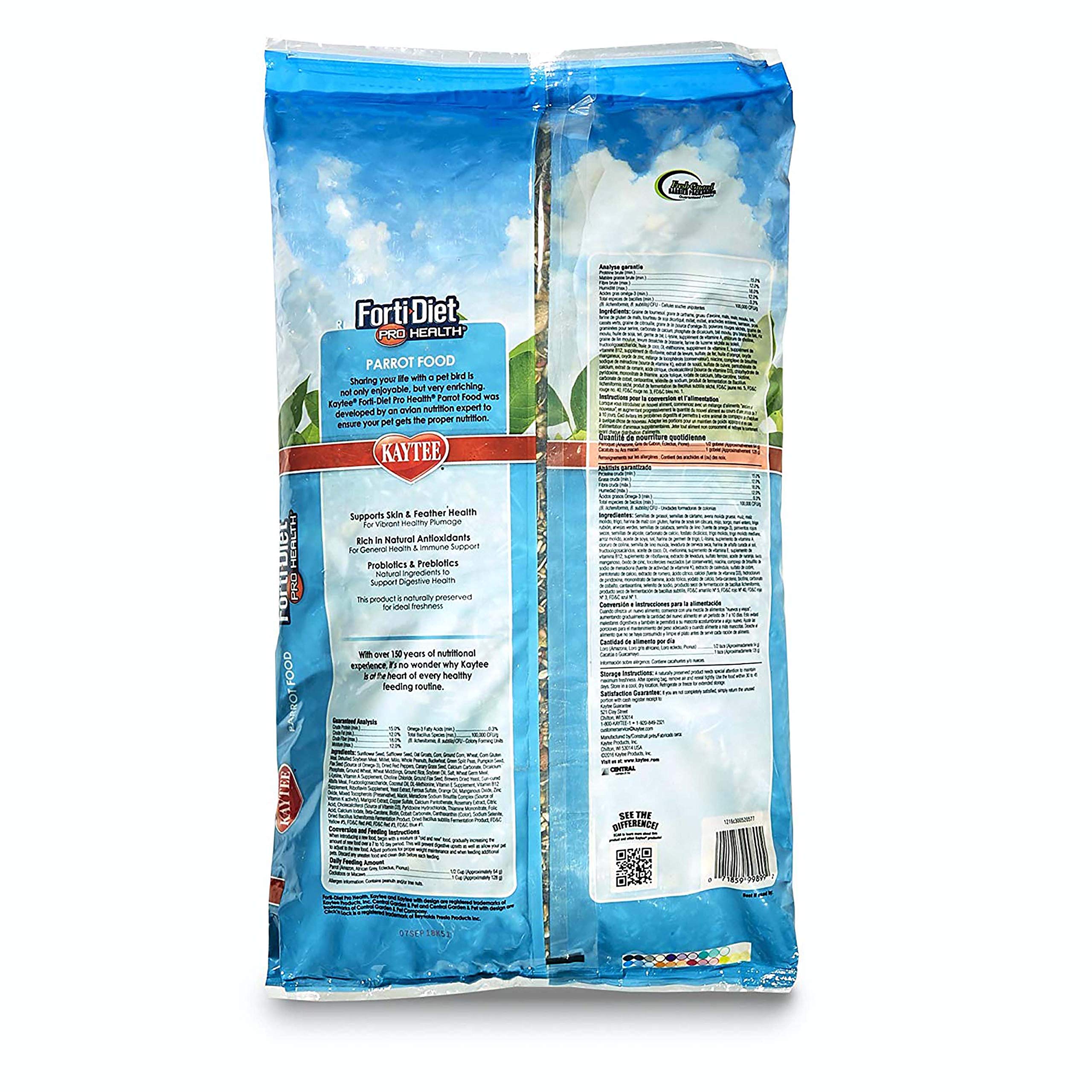 Kaytee Forti-Diet Pro Health Pet Parrot Bird Food, 8 Pound
