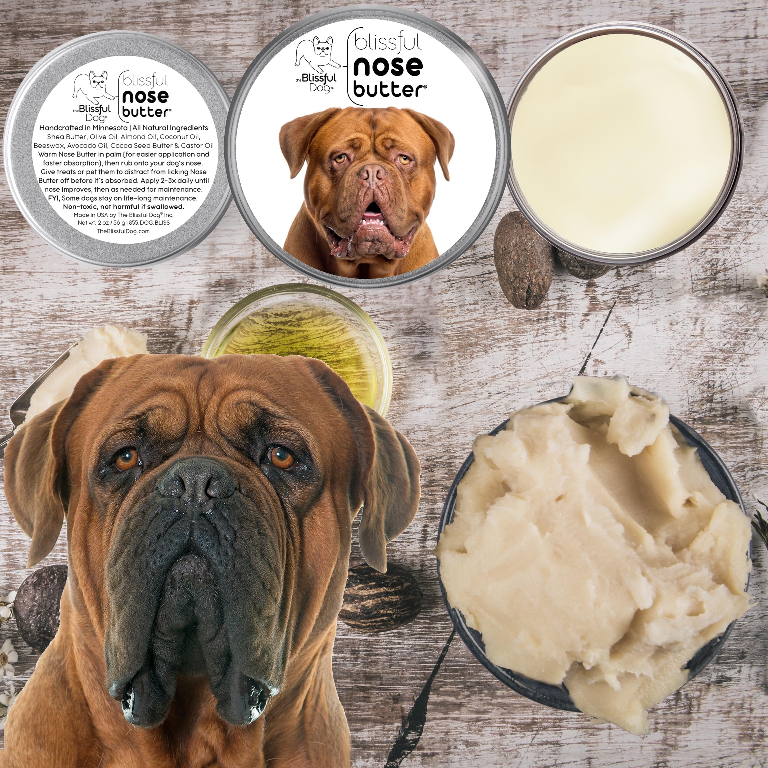 The Blissful Dog Dogue De Bordeaux Unscented Nose Butter - Dog Nose Butter, 4 Ounce